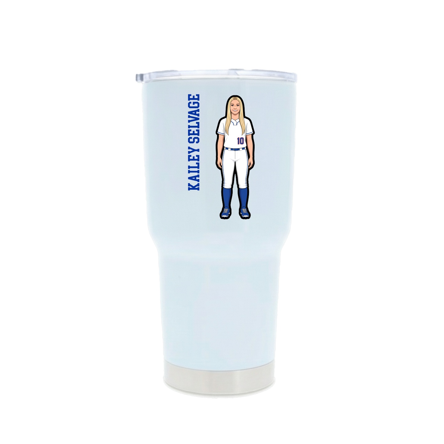 30oz Stainless Steel Tumbler — Name Vertical in White