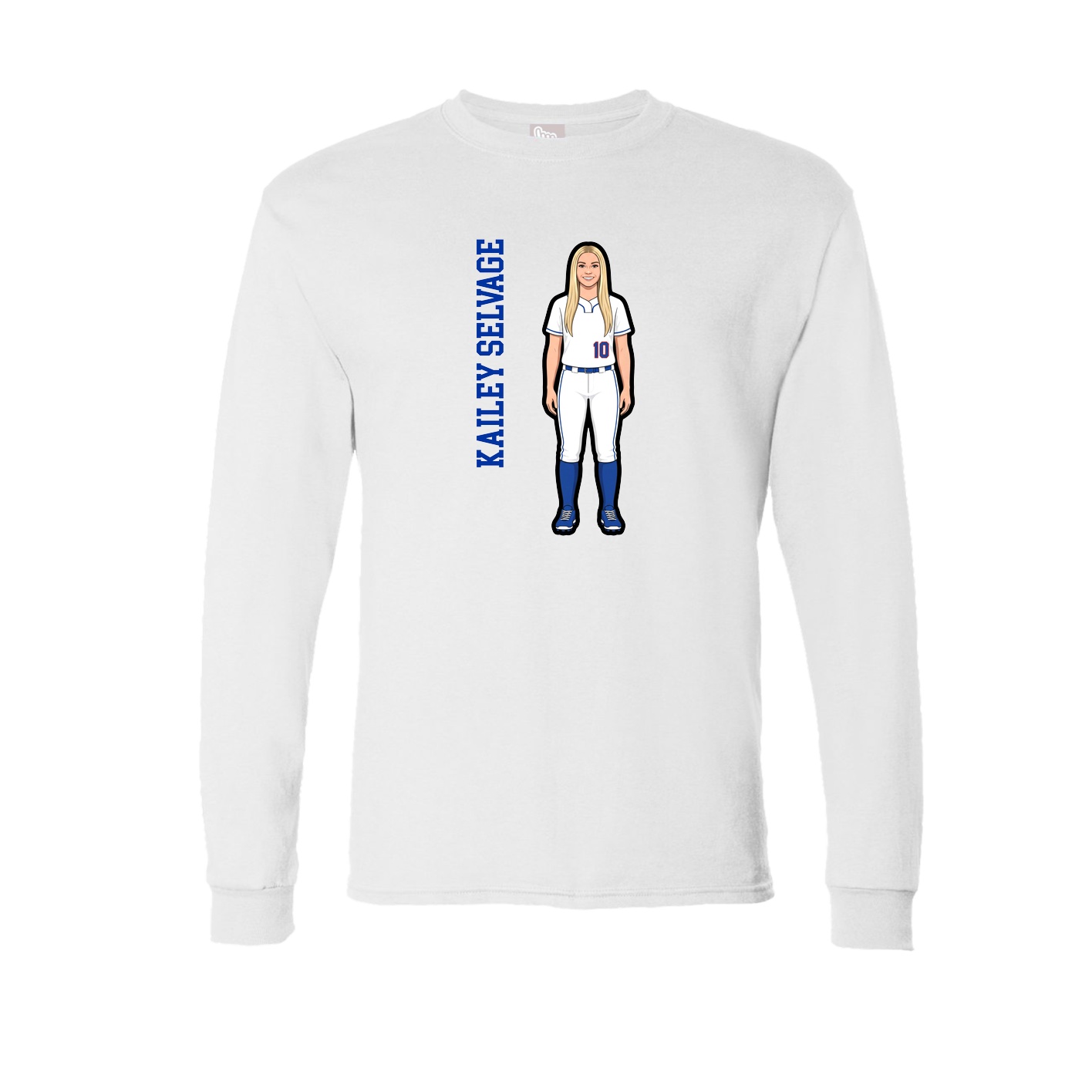 Long Sleeve Tee — Name Vertical in White