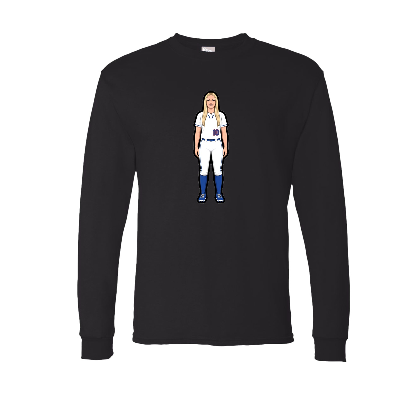 Long Sleeve Tee — Name Vertical in Black