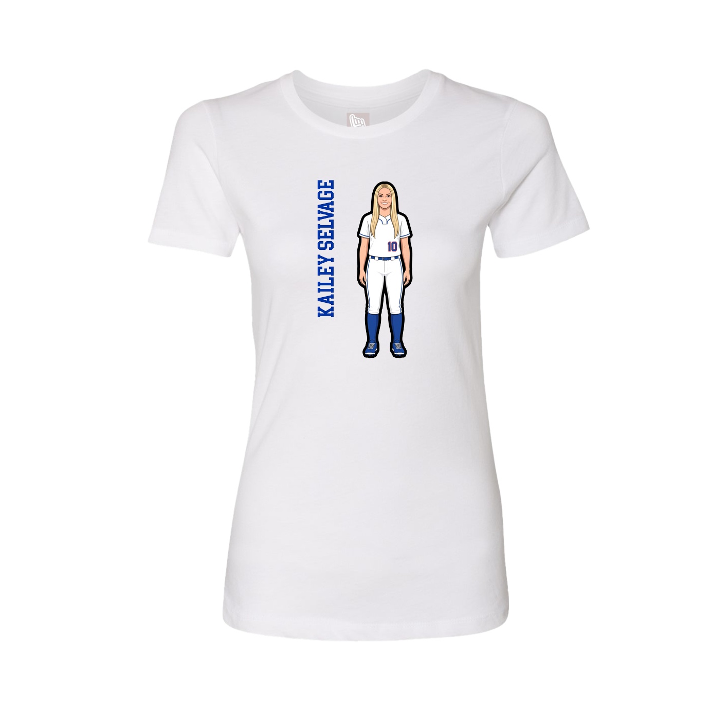 Womens Tee — Name Vertical in White