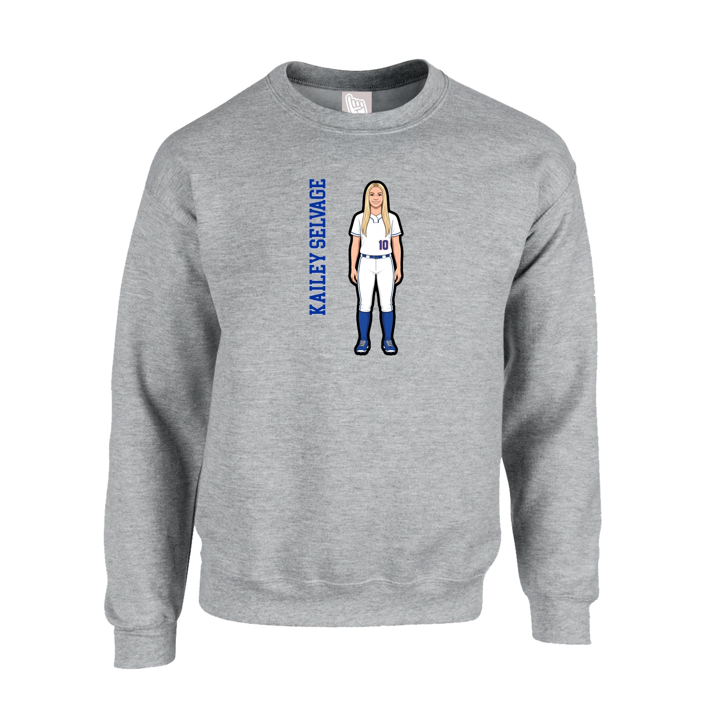 Fleece Crew — Name Vertical in Grey