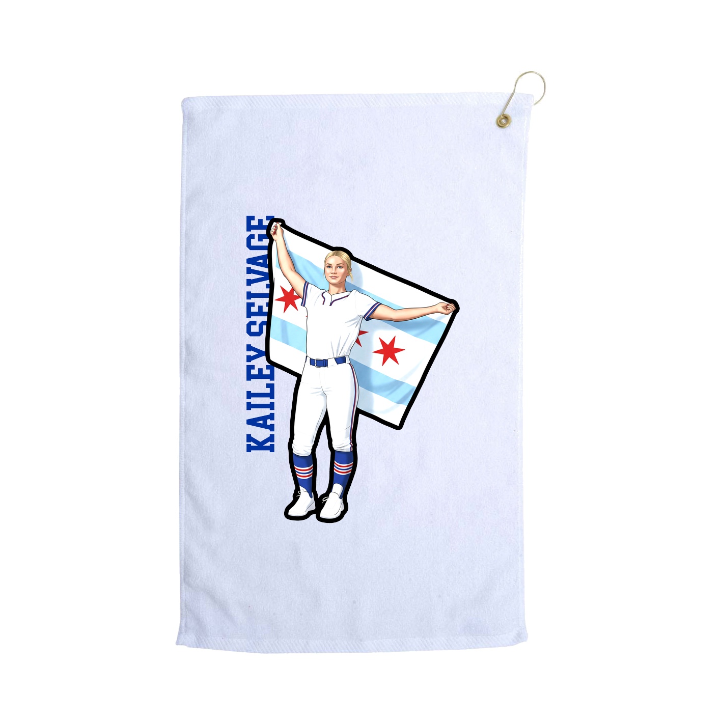 Golf Towel — Name Vertical in White