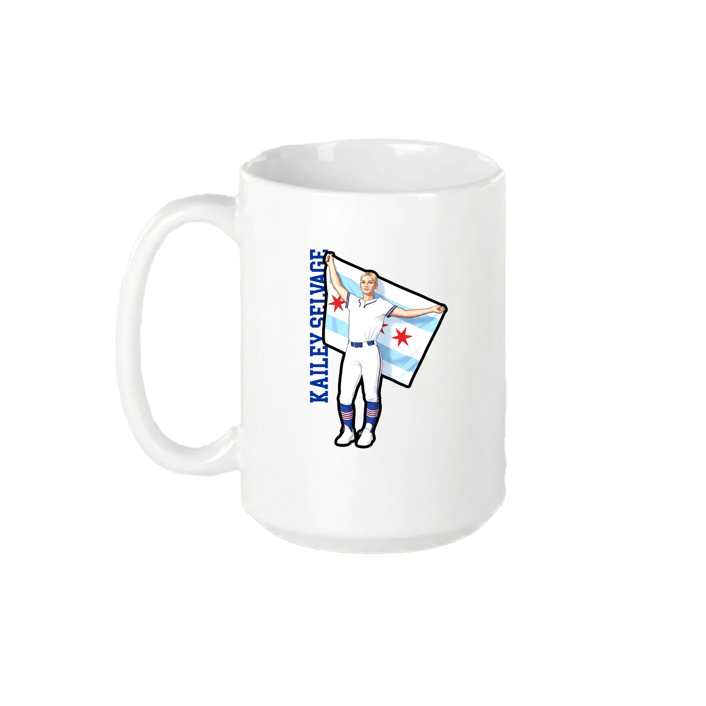 15oz Coffee Mug — Name Vertical in White