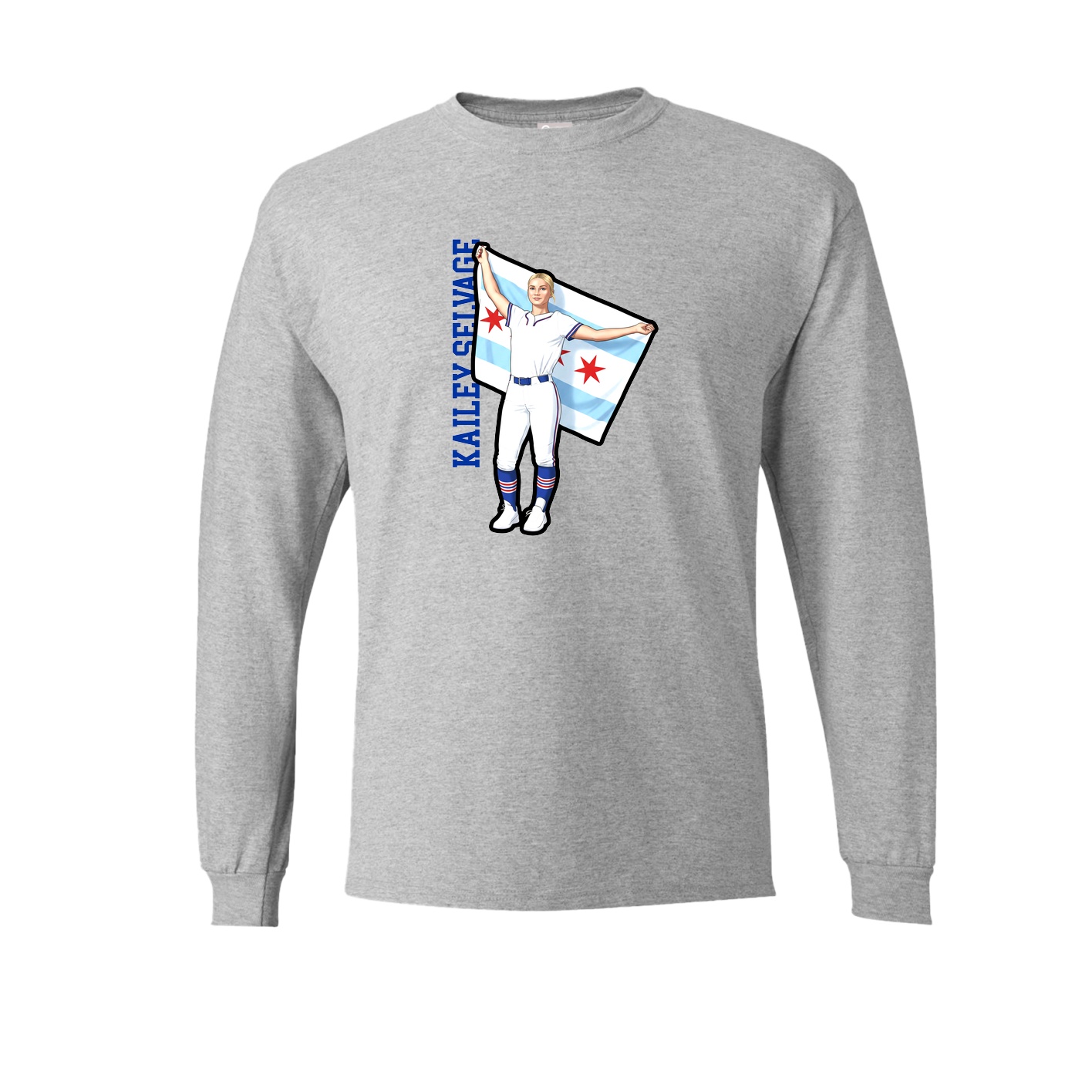 Long Sleeve Tee — Name Vertical in Grey