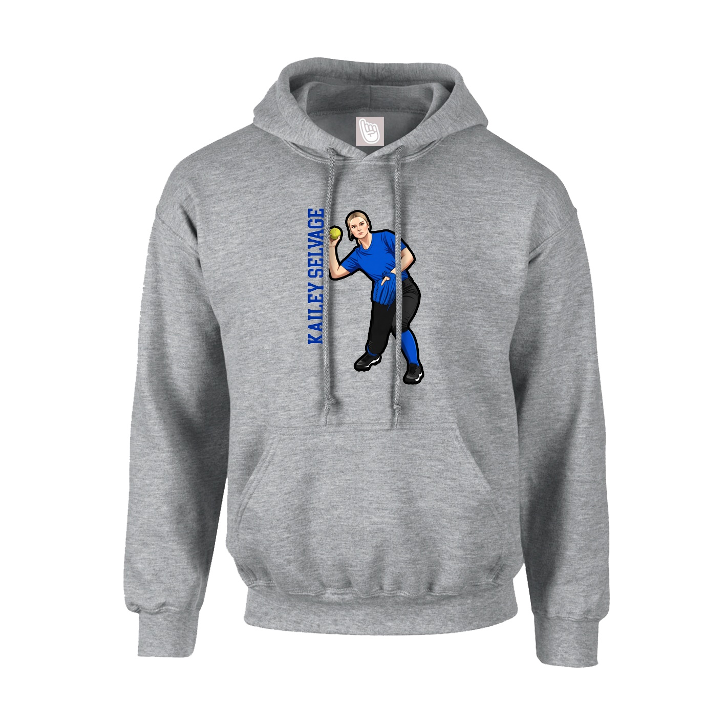 Youth Hoodie — Name Vertical in Grey