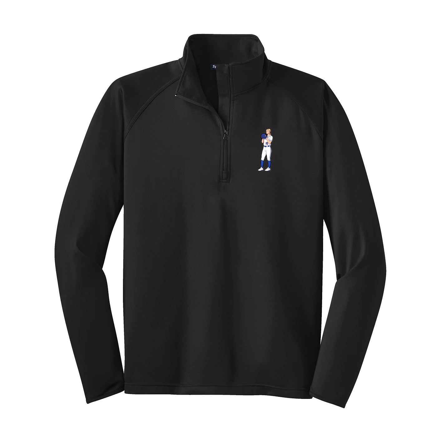 Q-Zip Pullover — Name Vertical in Black