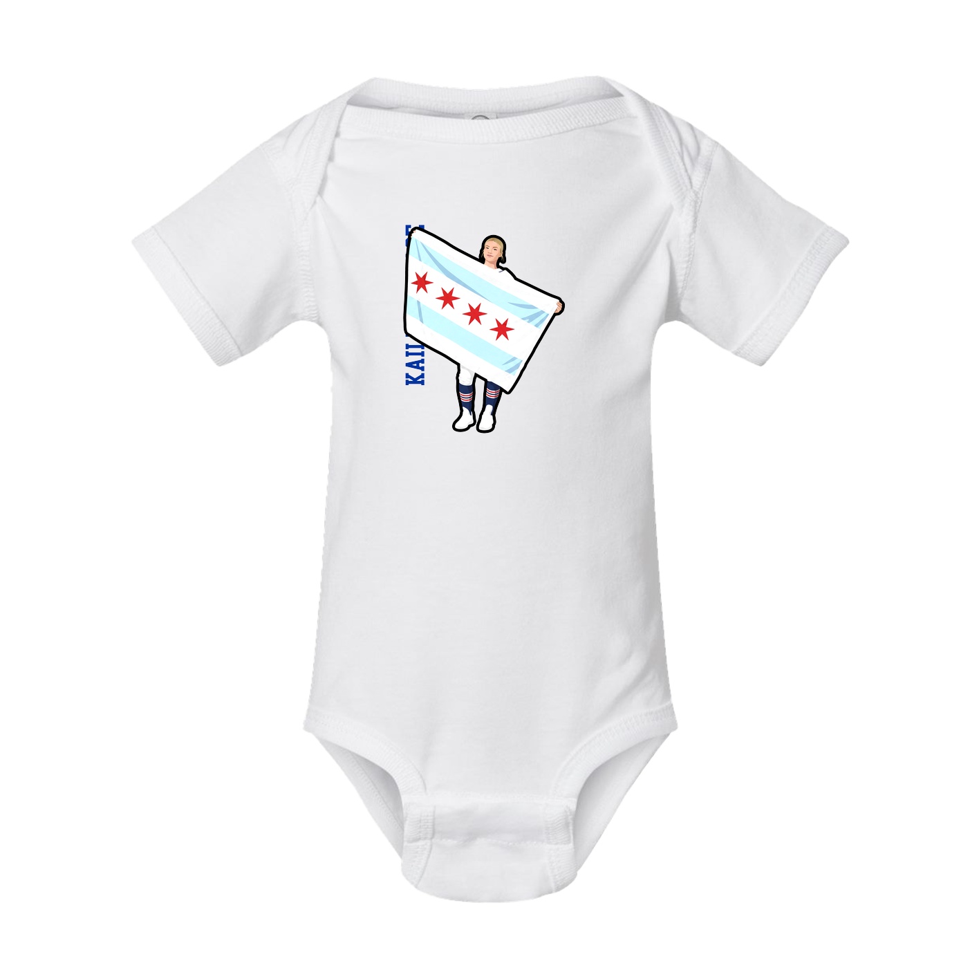 Baby Onesie — Name Vertical in White