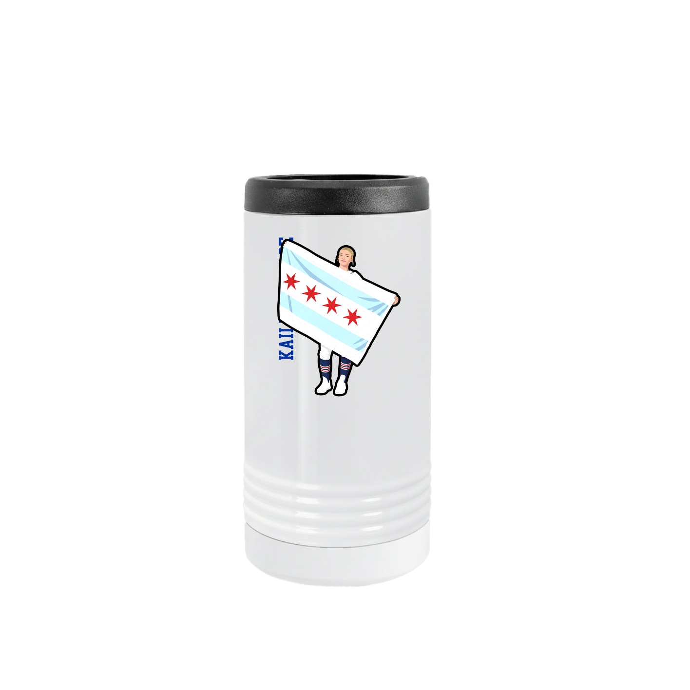 Slim Beverage Holder — Name Vertical in White