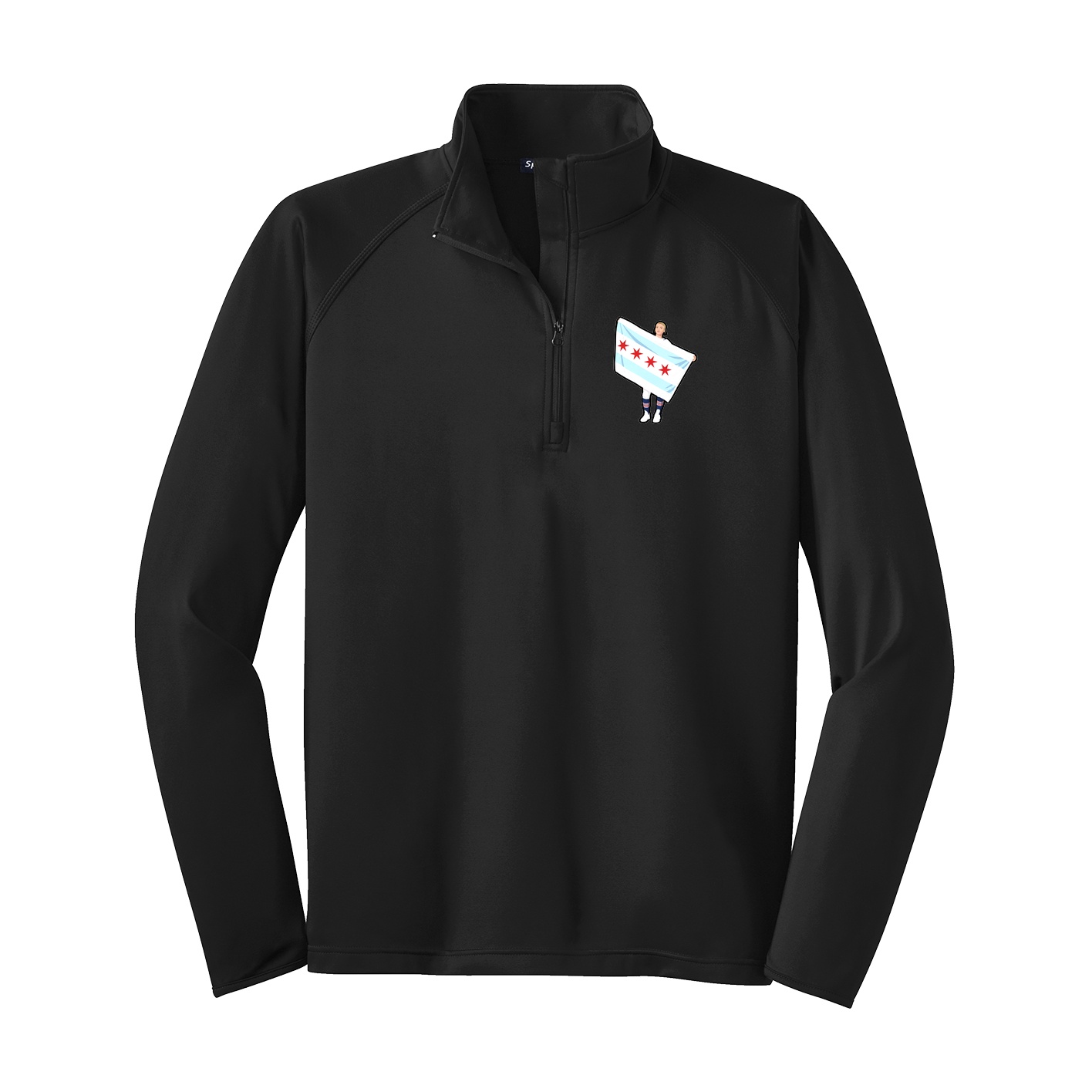 Q-Zip Pullover — Name Vertical in Black