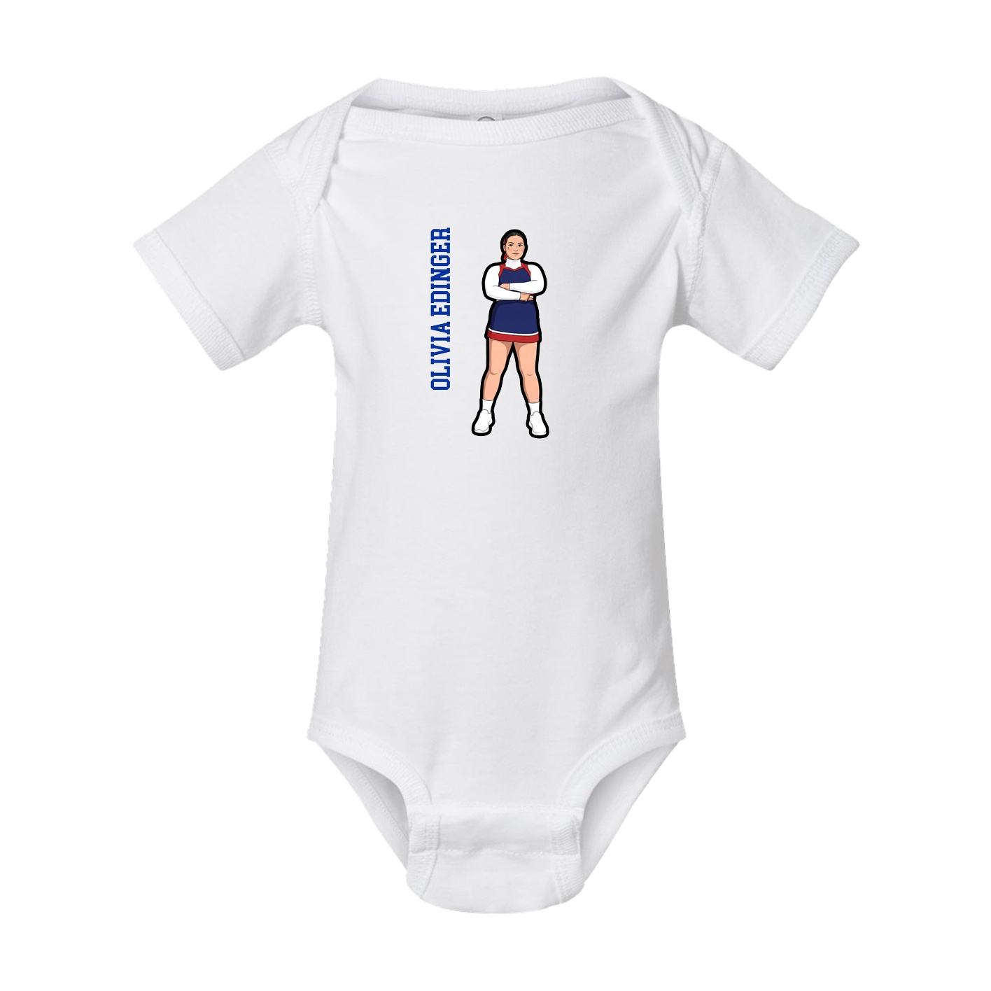 Baby Onesie — Name Vertical in White