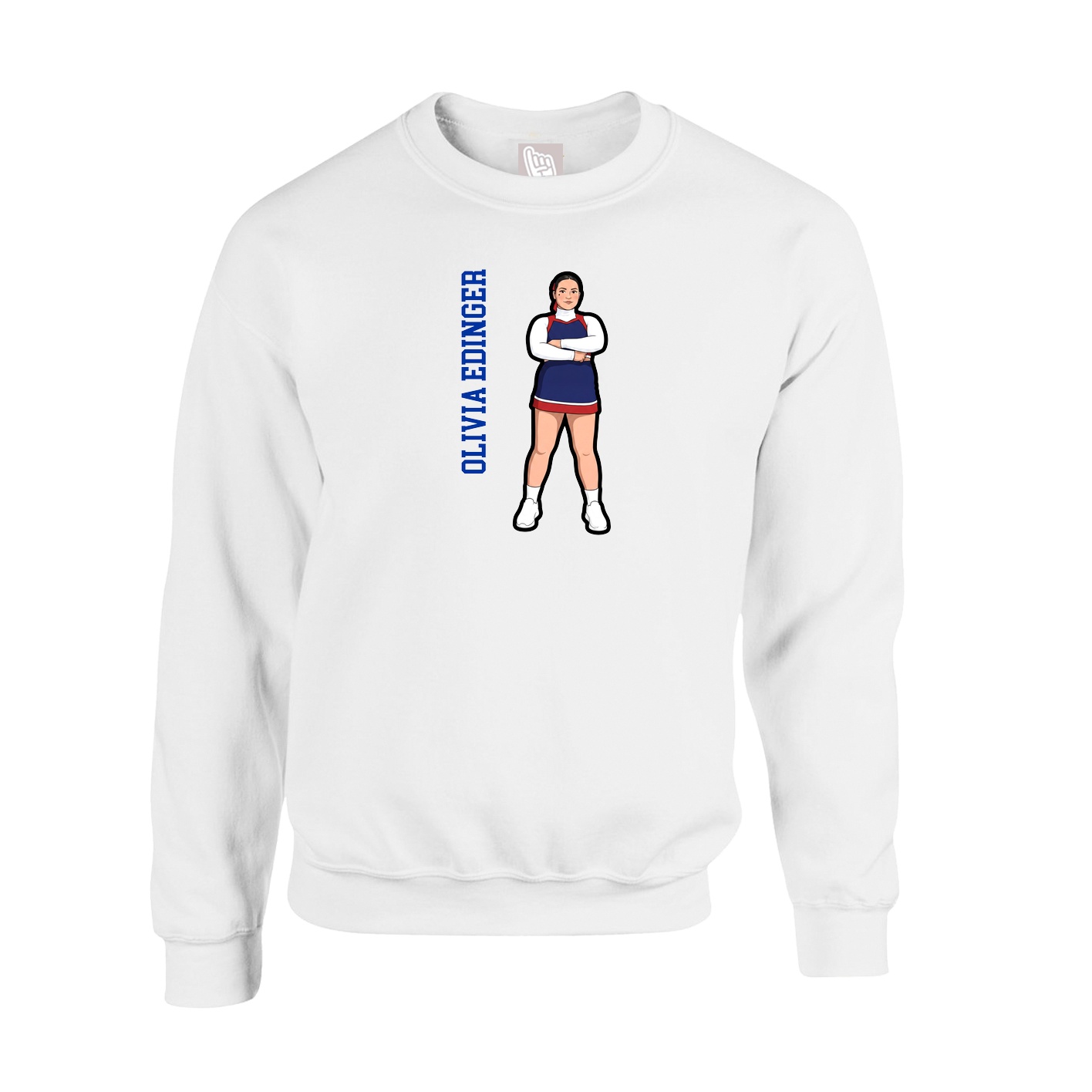Fleece Crew — Name Vertical in White