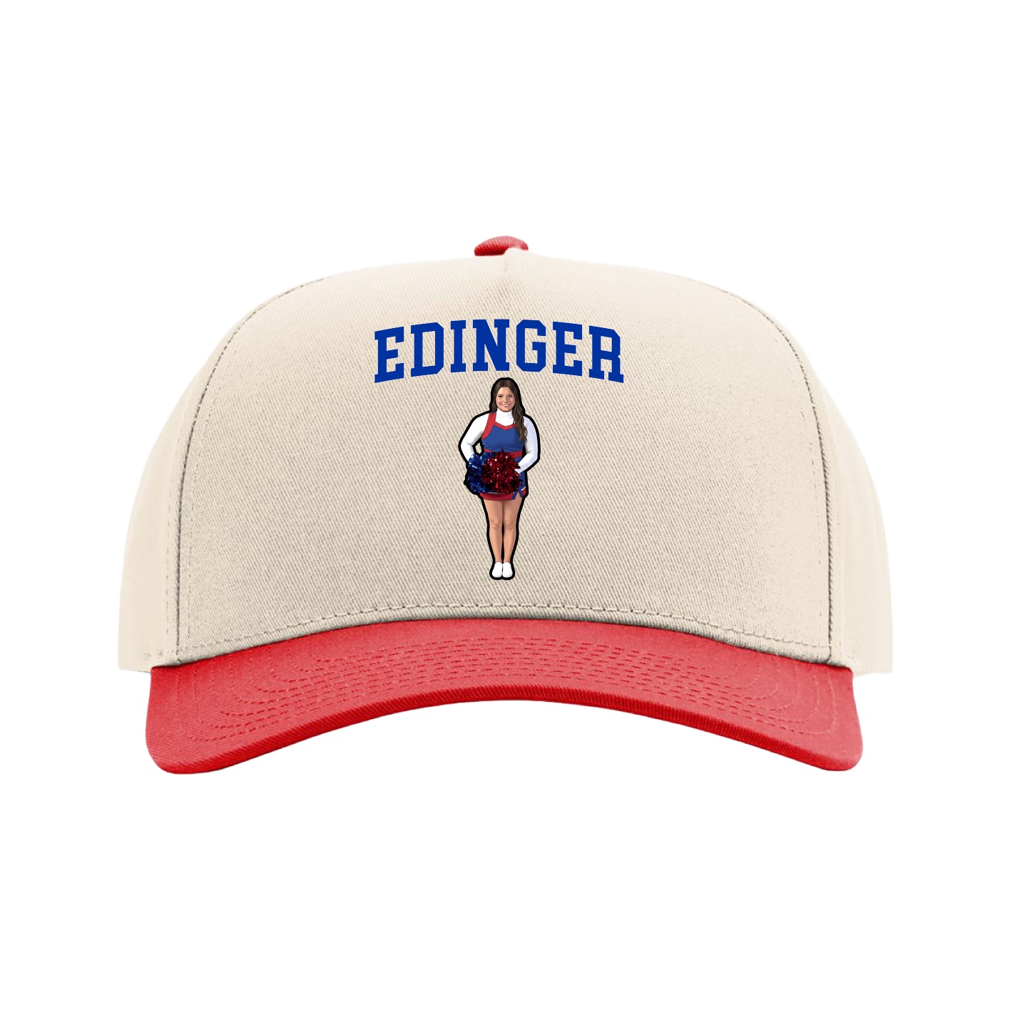Full Fabric Five-Panel Champ Cap — Shirsey in Cream/Red