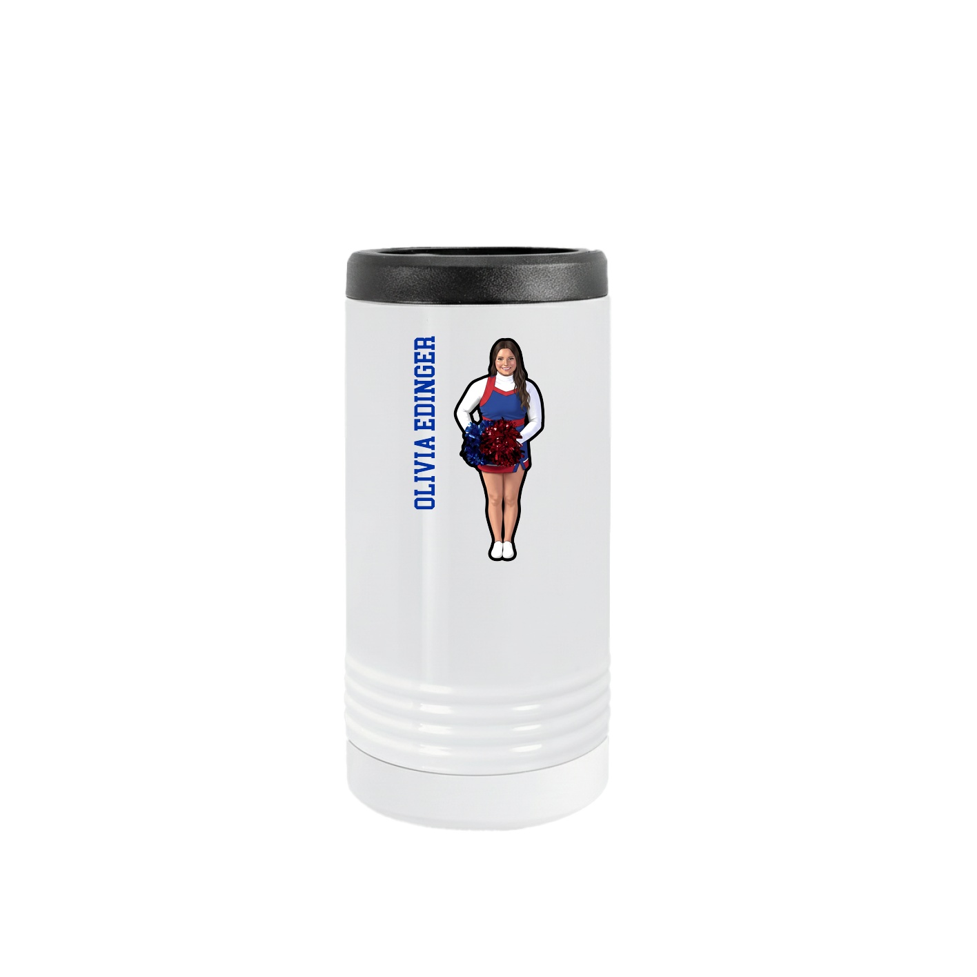 Slim Beverage Holder — Name Vertical in White
