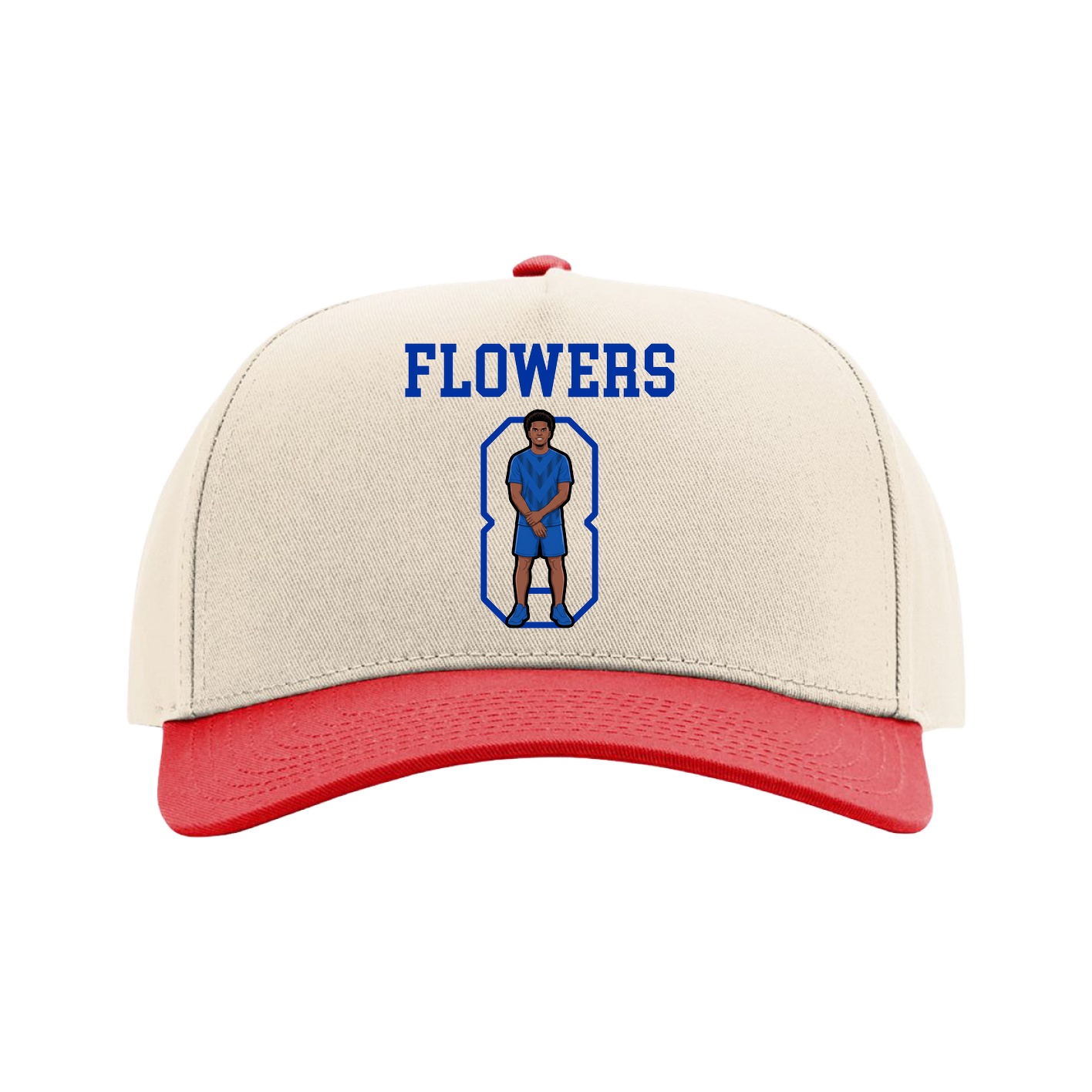 Full Fabric Five-Panel Champ Cap — Shirsey in Cream/Red