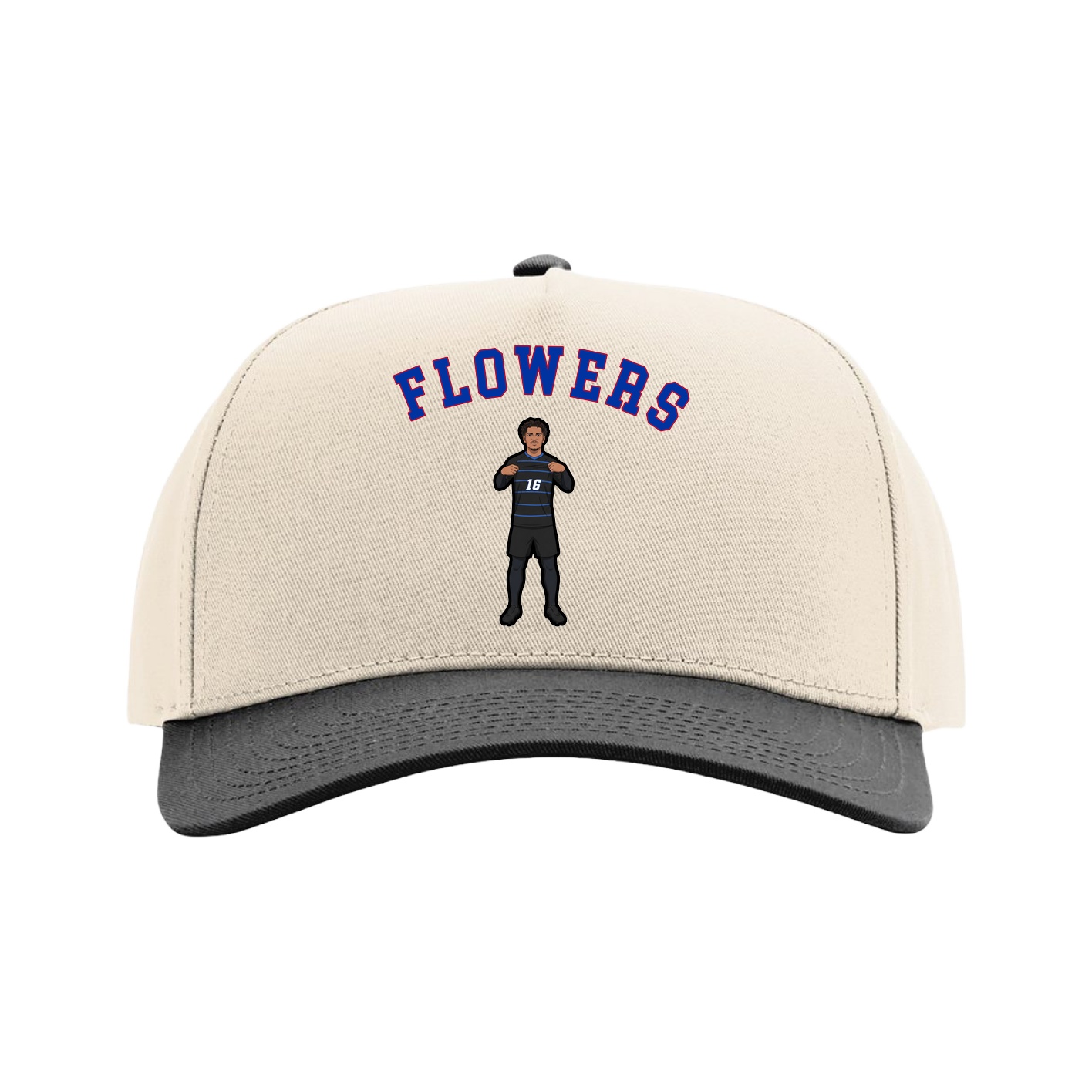 Full Fabric Five-Panel Champ Cap — Shirsey Arch in Cream/Black
