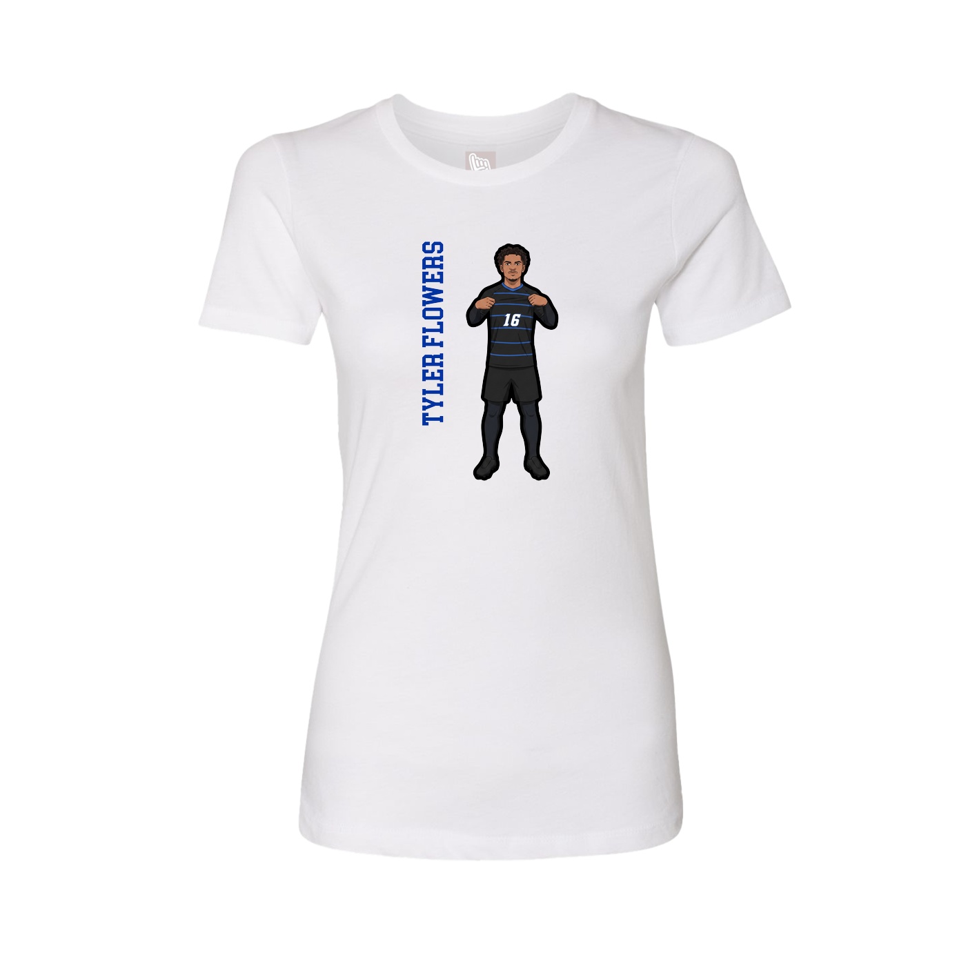Womens Tee — Name Vertical in White