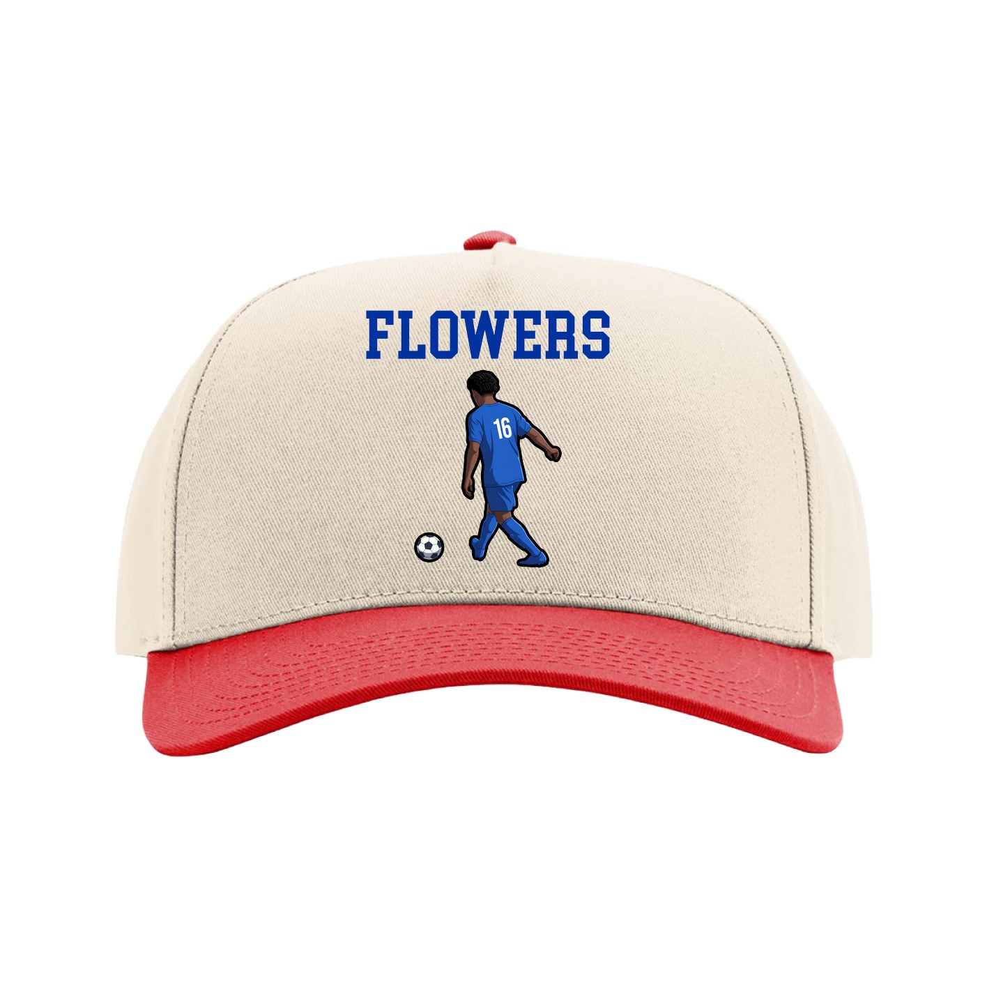 Full Fabric Five-Panel Champ Cap — Shirsey in Cream/Red