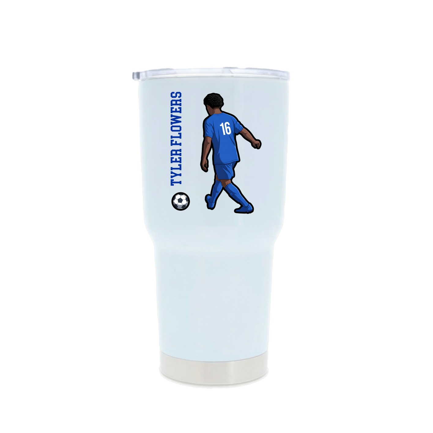 30oz Stainless Steel Tumbler — Name Vertical in White