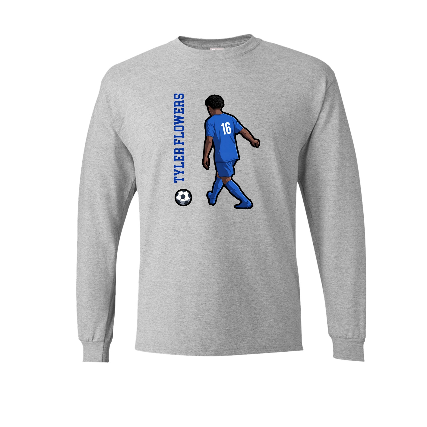 Long Sleeve Tee — Name Vertical in Grey