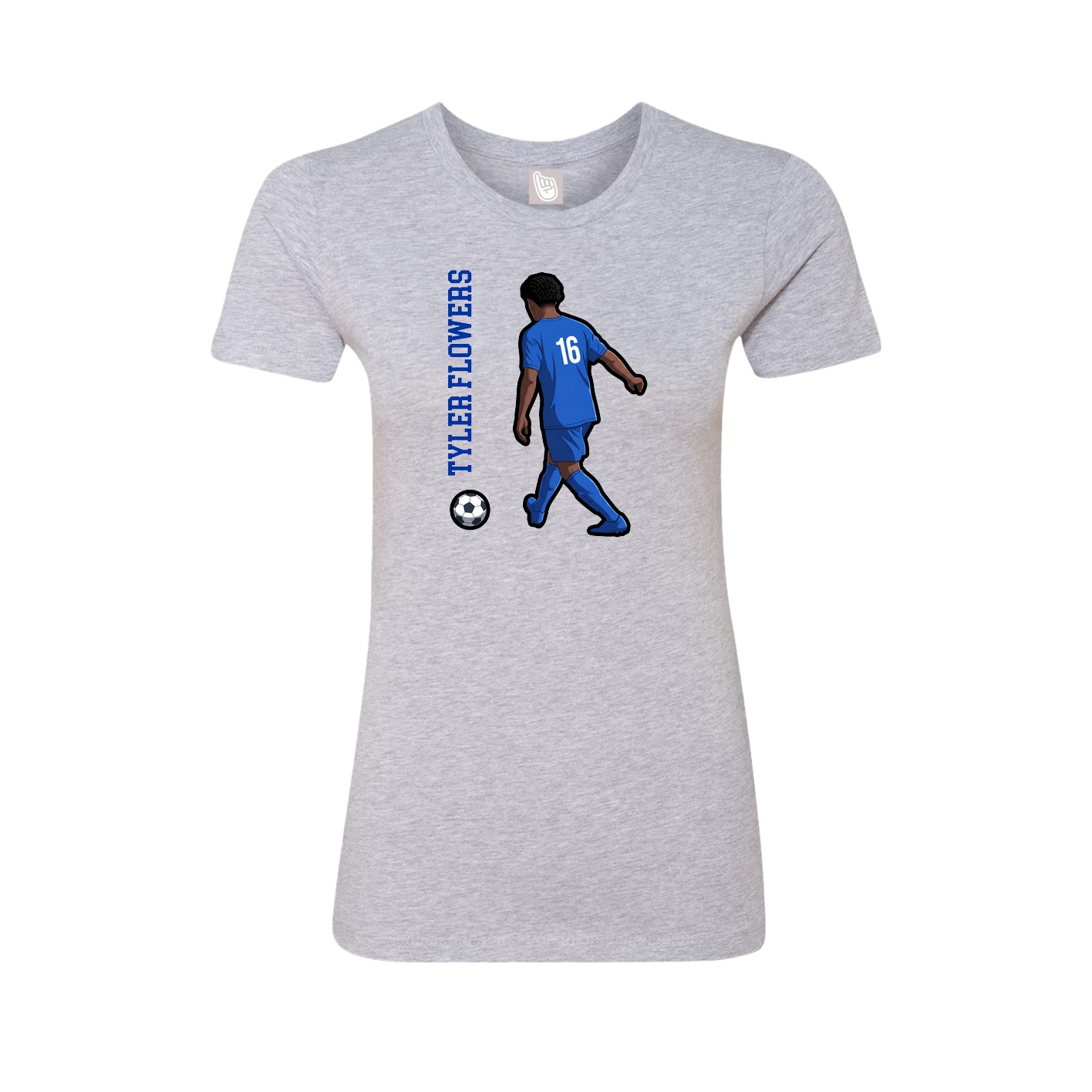 Womens Tee — Name Vertical in Grey