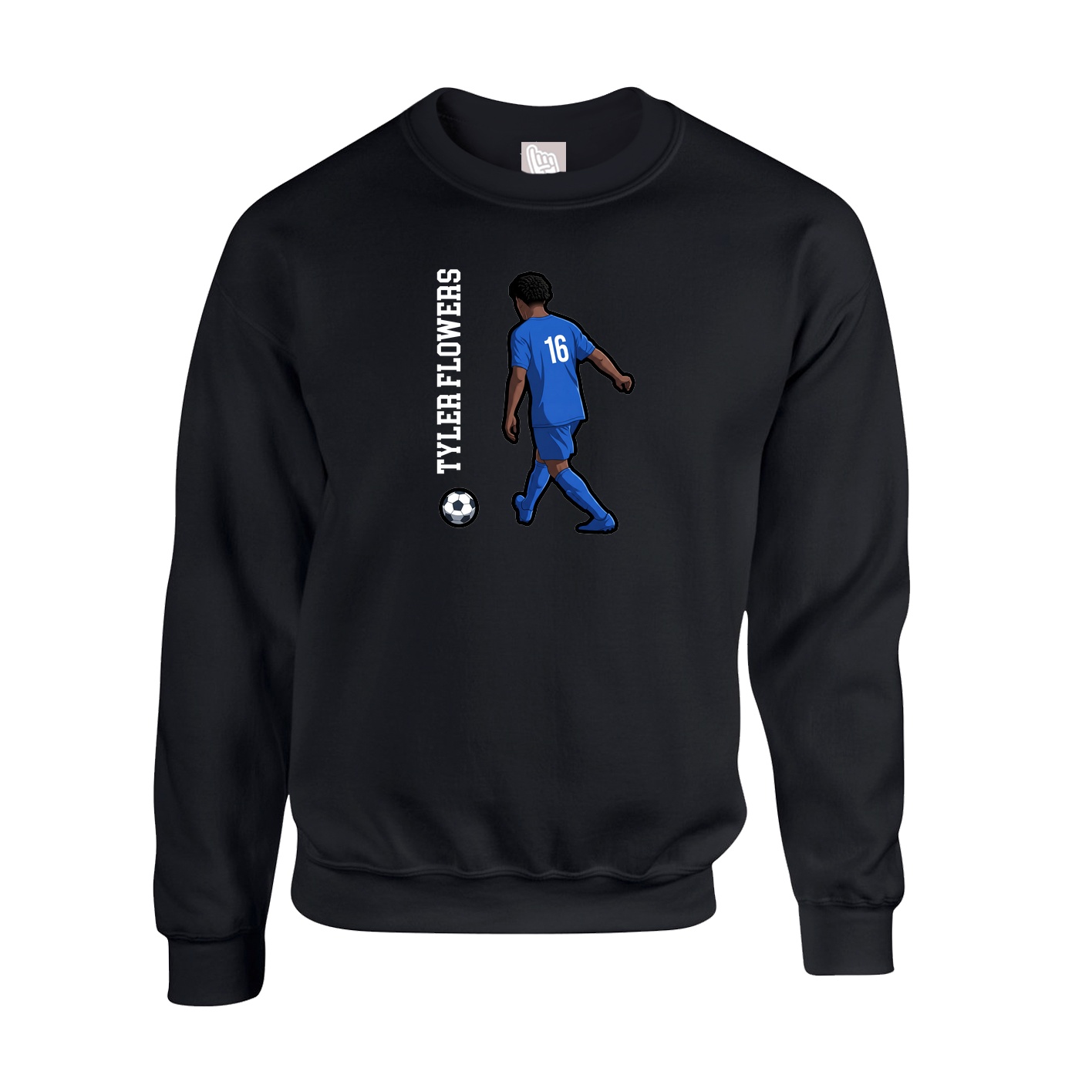Fleece Crew — Name Vertical in Black