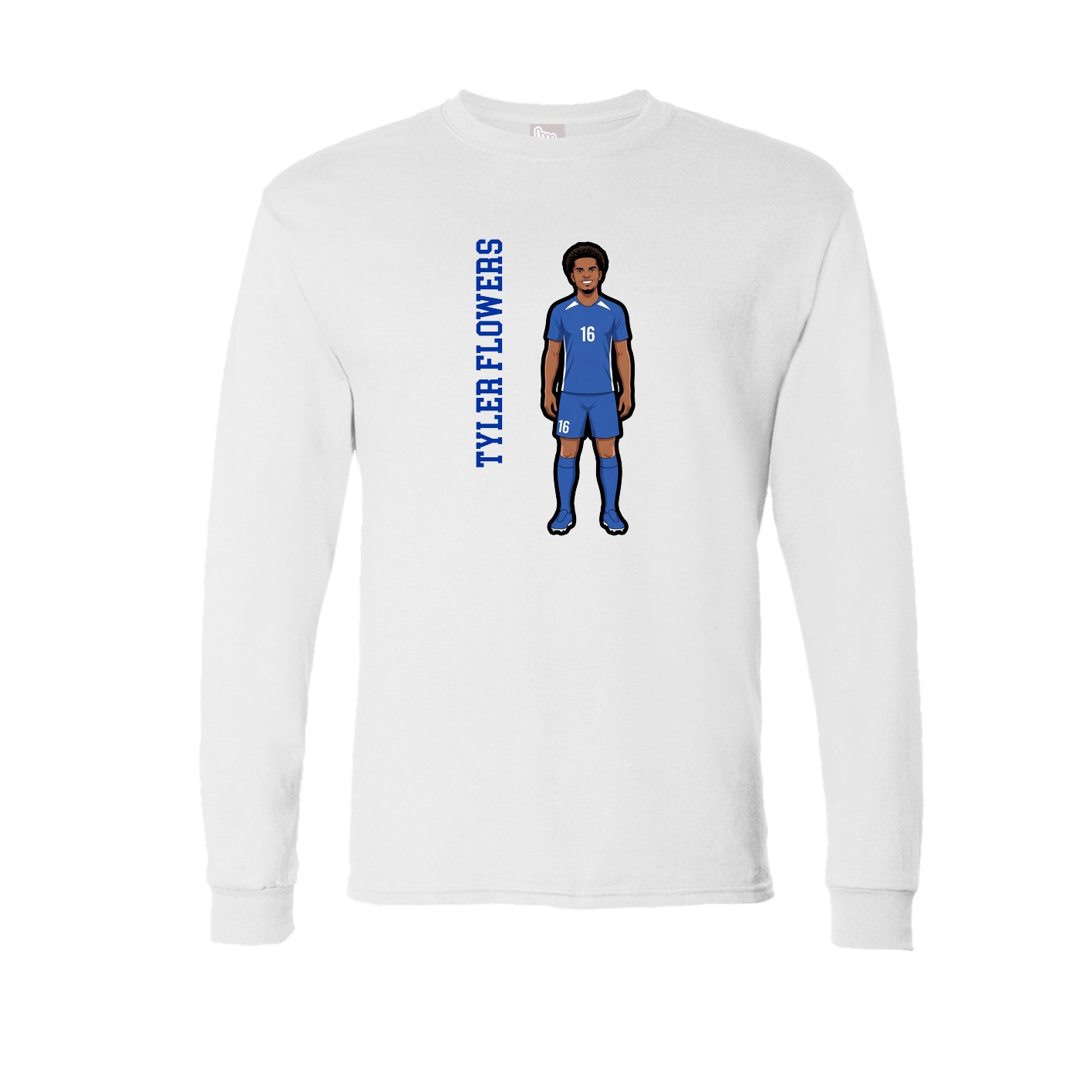 Long Sleeve Tee — Name Vertical in White