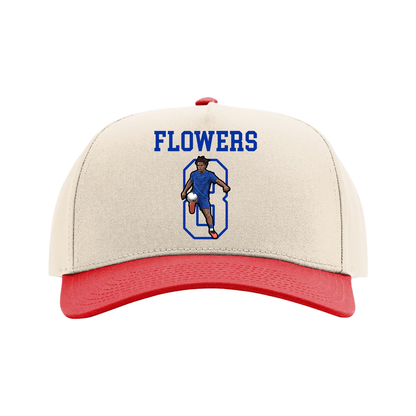 Full Fabric Five-Panel Champ Cap — Shirsey in Cream/Red