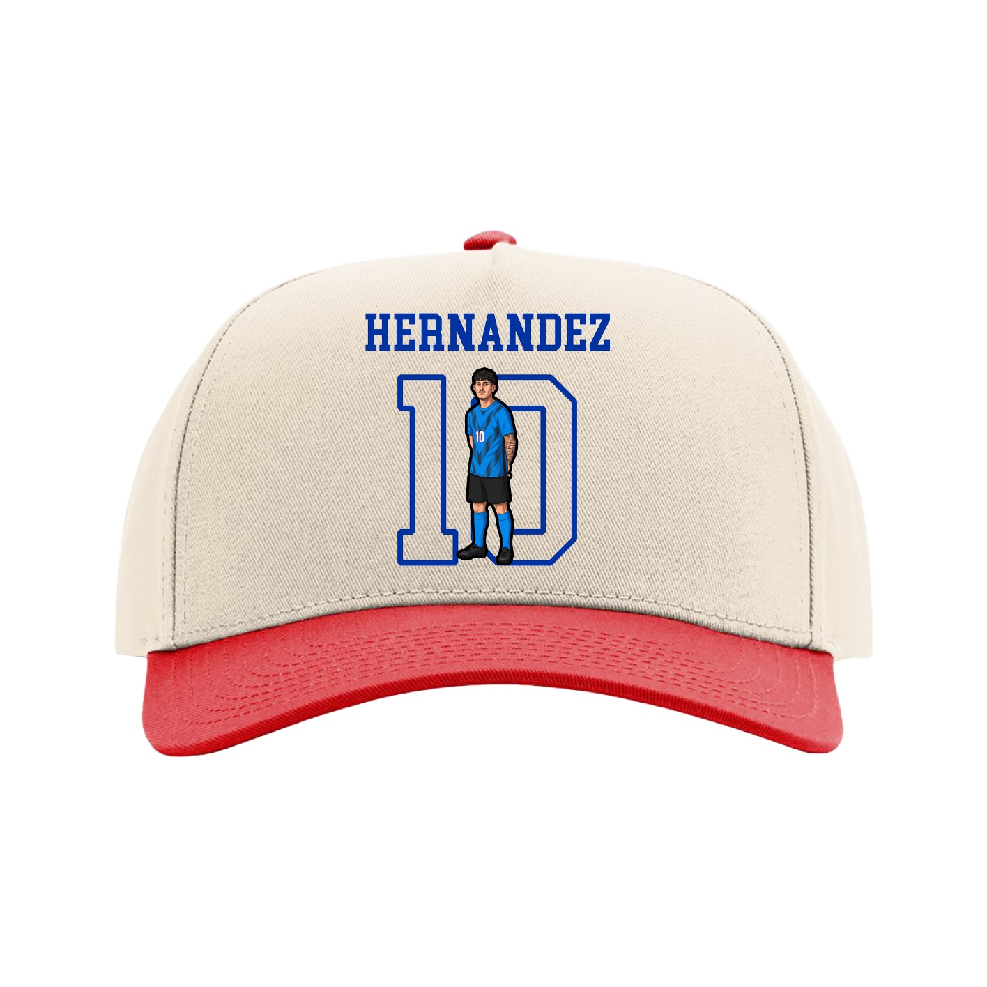 Full Fabric Five-Panel Champ Cap — Shirsey in Cream/Red