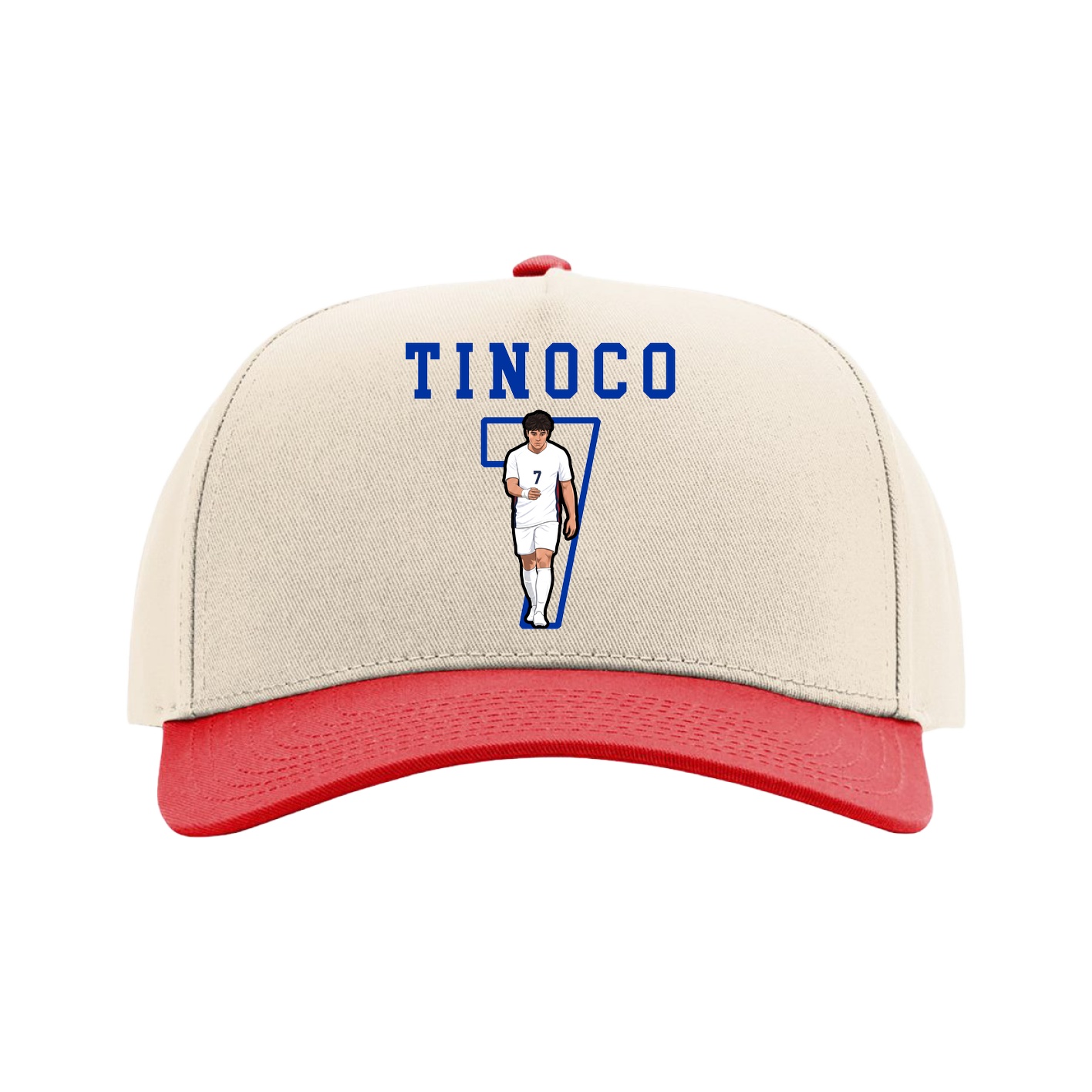 Full Fabric Five-Panel Champ Cap — Shirsey in Cream/Red
