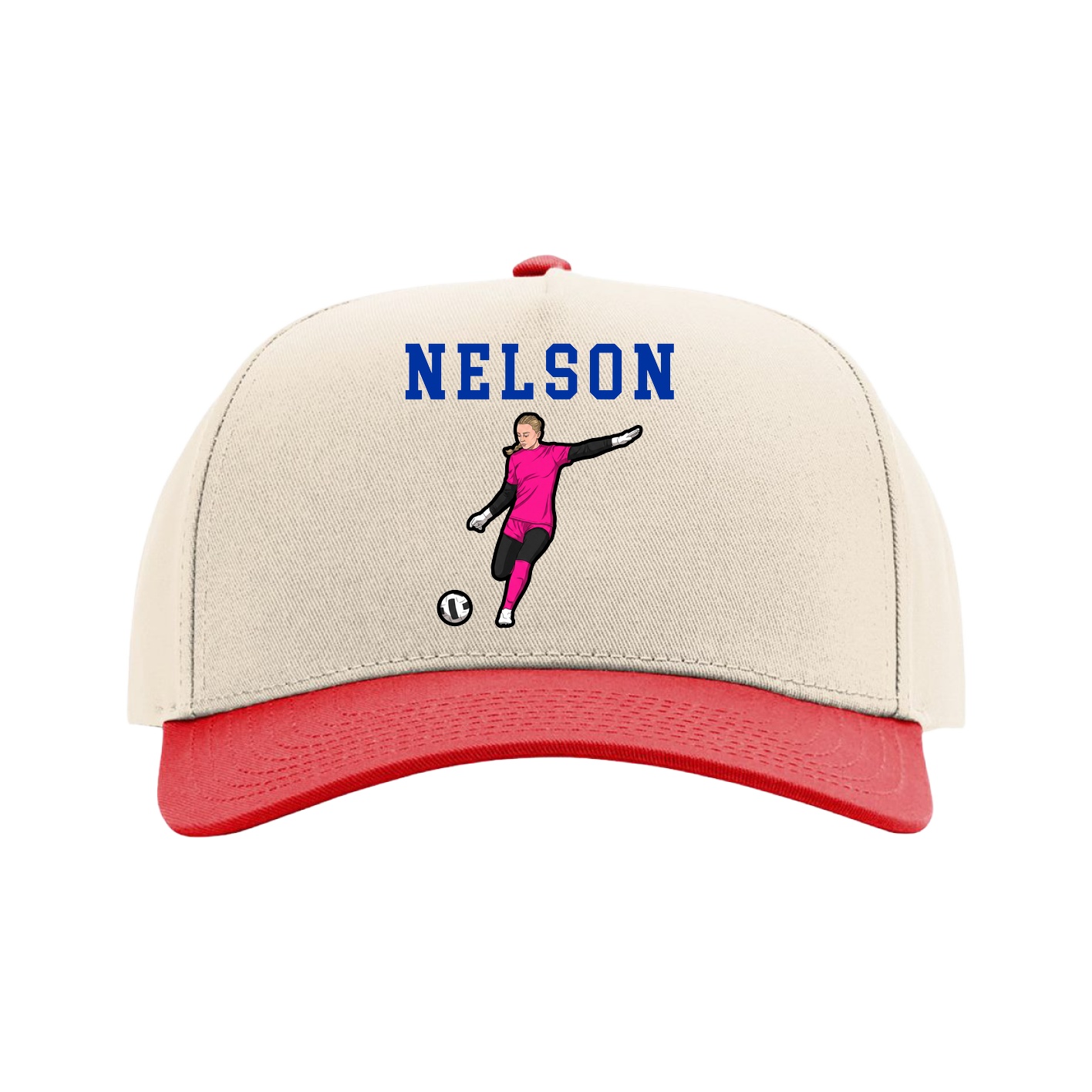 Full Fabric Five-Panel Champ Cap — Shirsey in Cream/Red