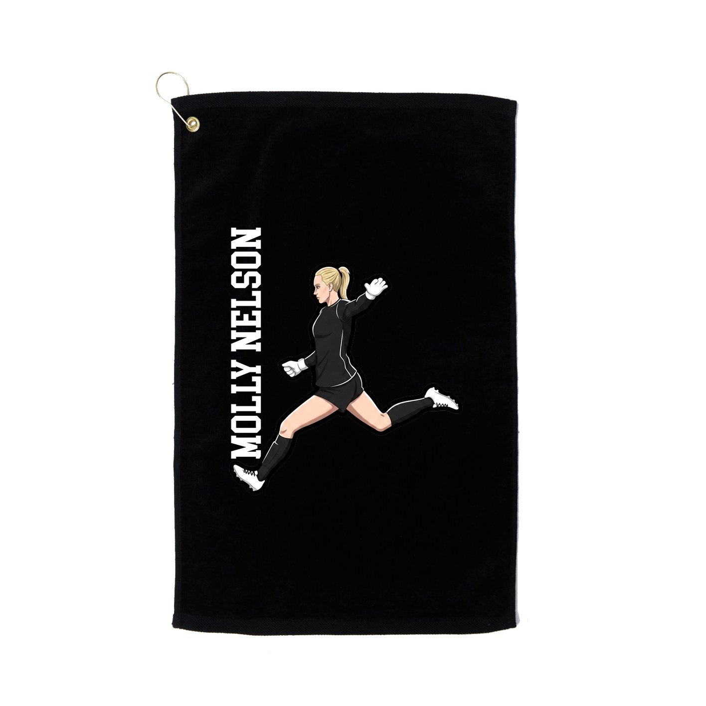 Golf Towel — Name Vertical in Black