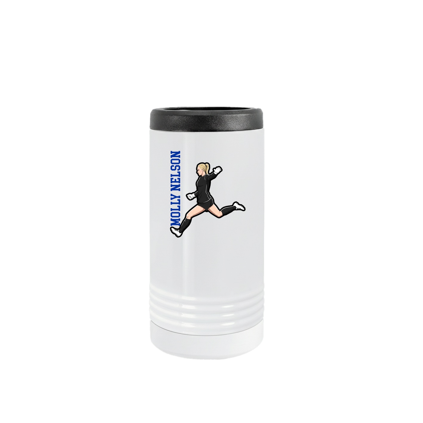Slim Beverage Holder — Name Vertical in White