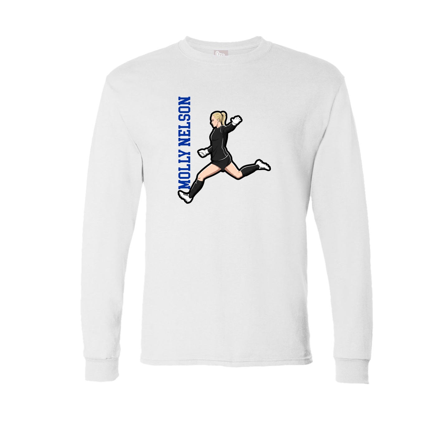 Long Sleeve Tee — Name Vertical in White
