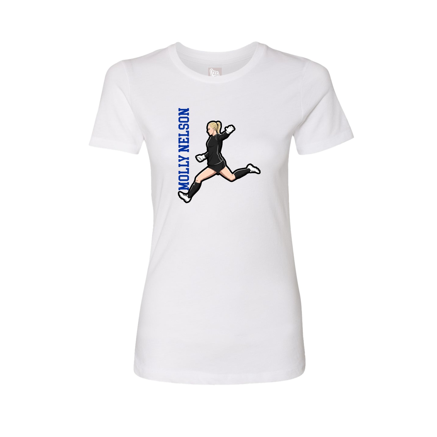 Fitted Women's Tee — Name Vertical in White
