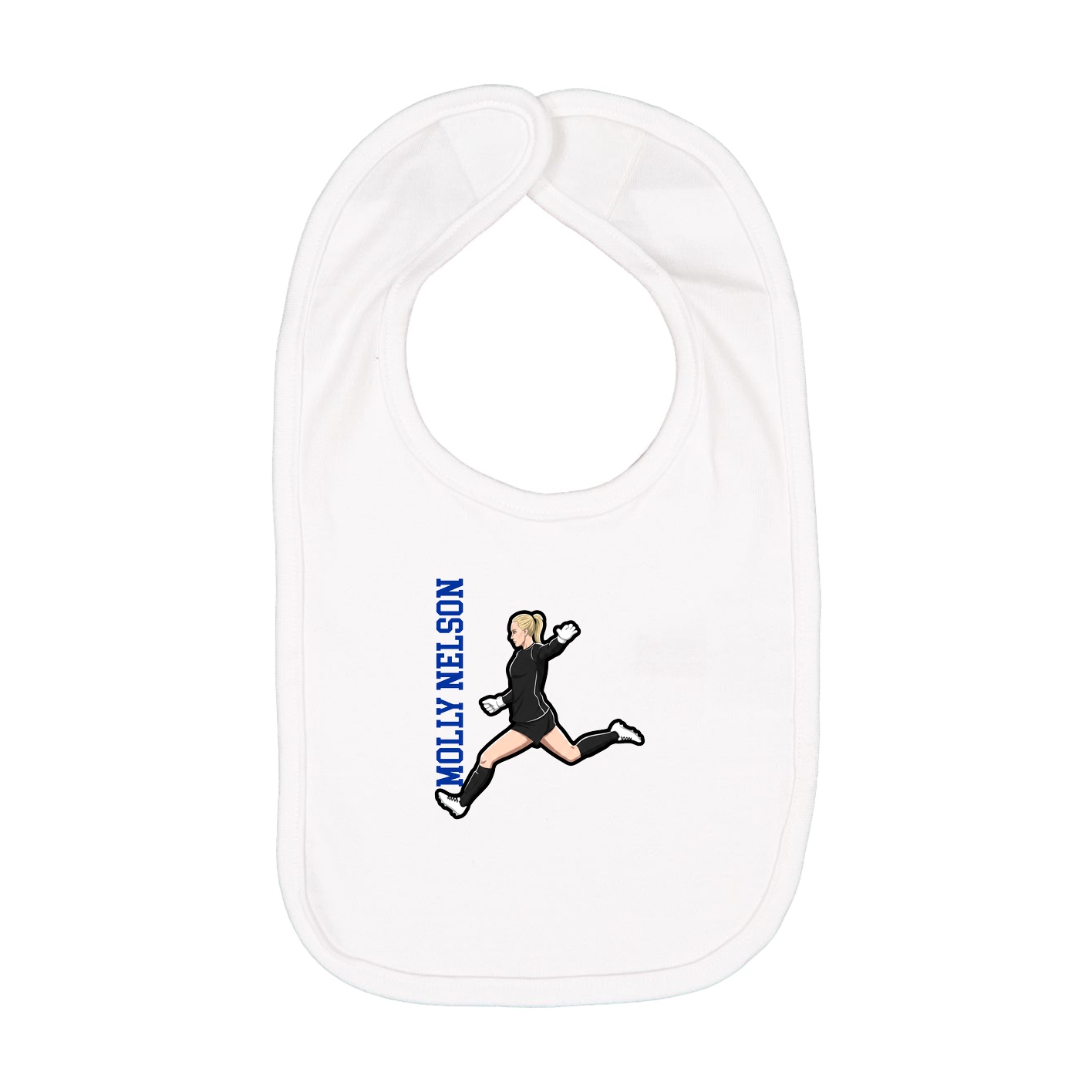 Infant Bib — Name Vertical in White