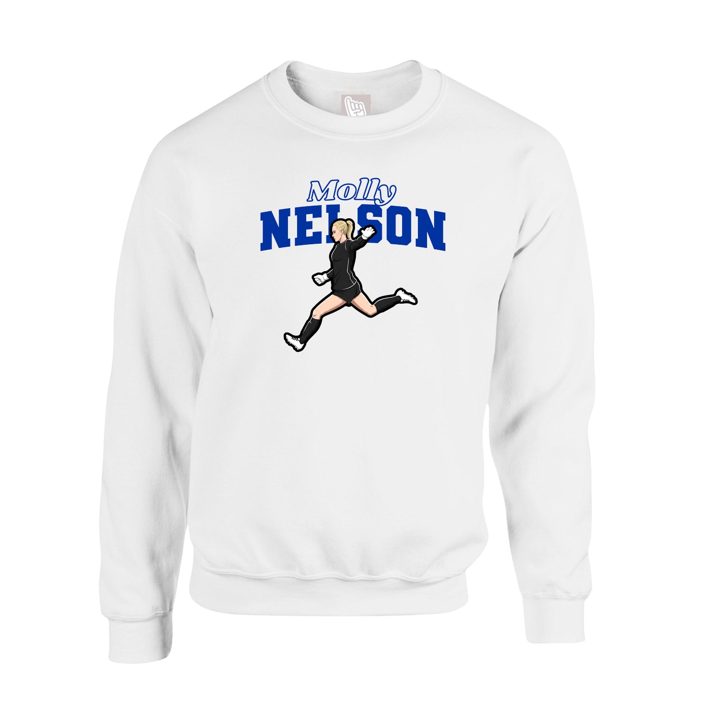Fleece Crew — Name Arch in White