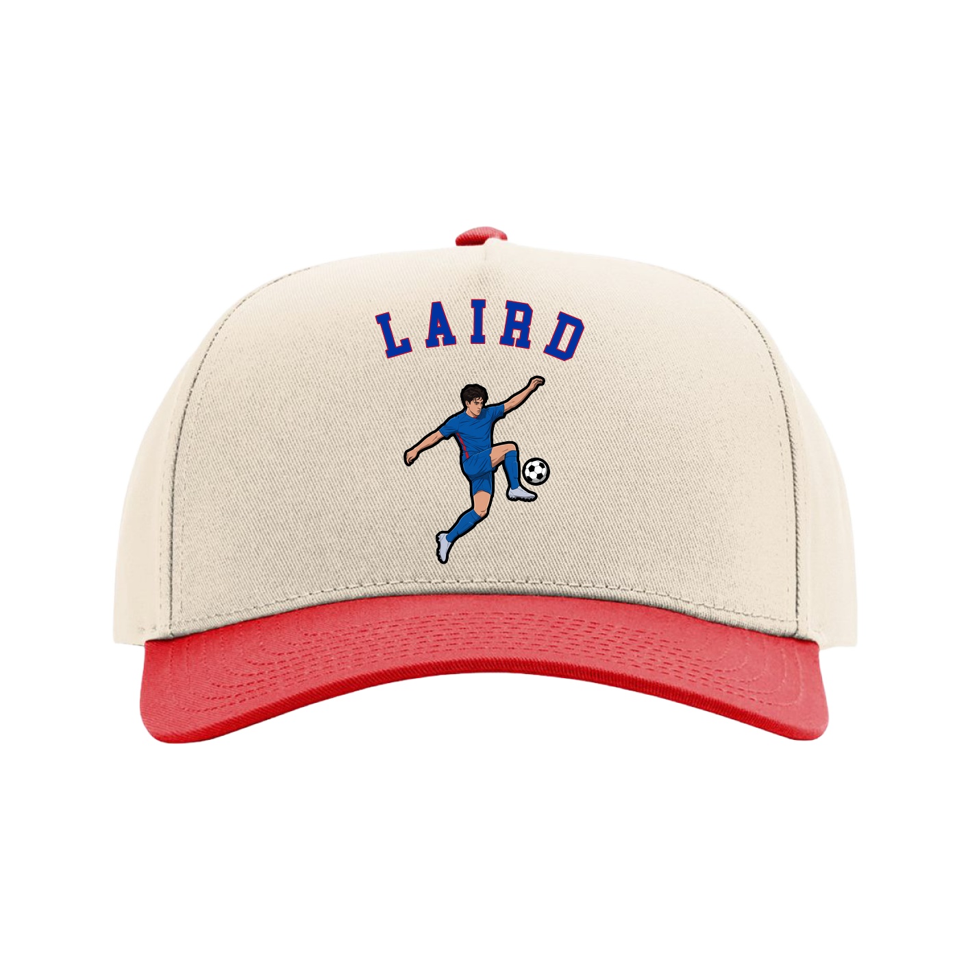 Full Fabric Five-Panel Champ Cap — Shirsey Arch in Cream/Red