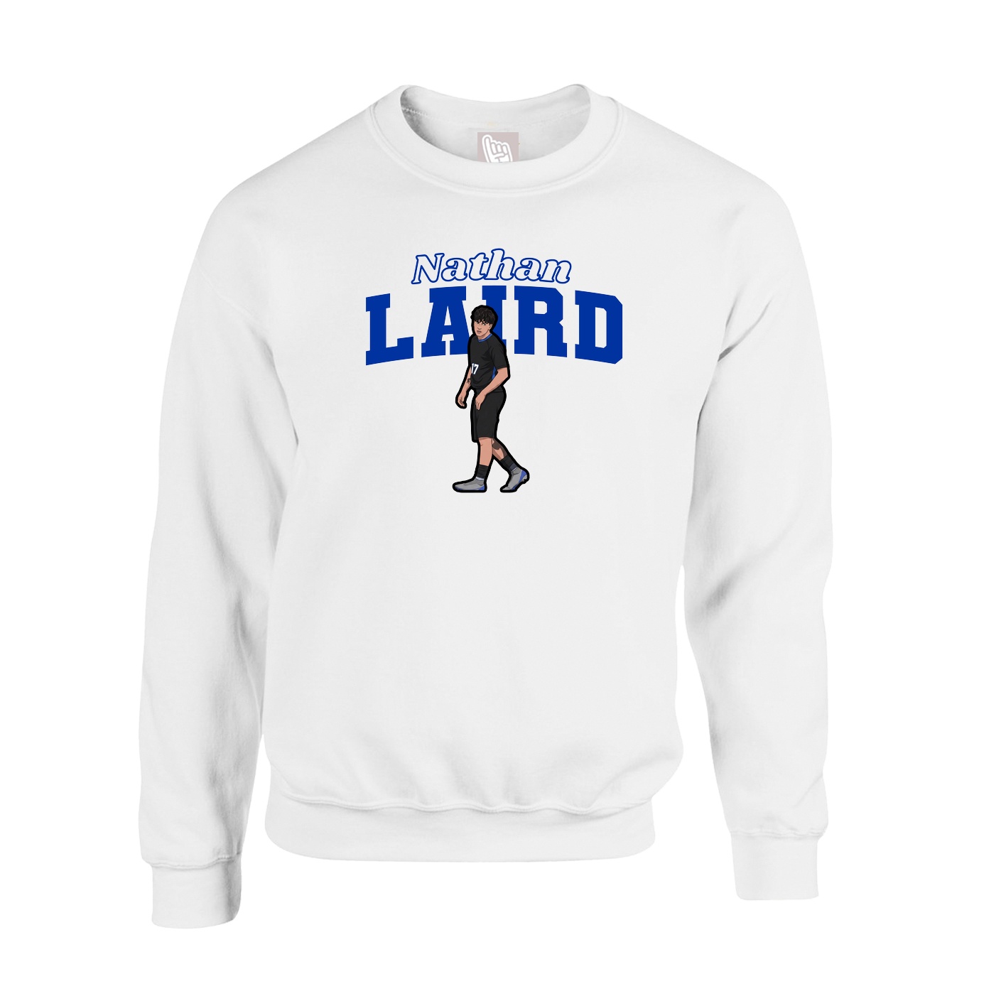 Fleece Crew — Name Arch in White