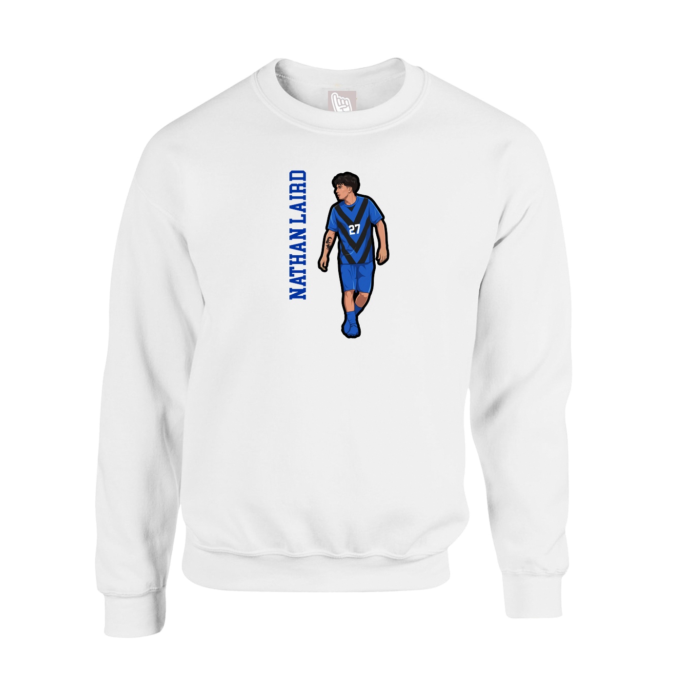 Fleece Crew — Name Vertical in White