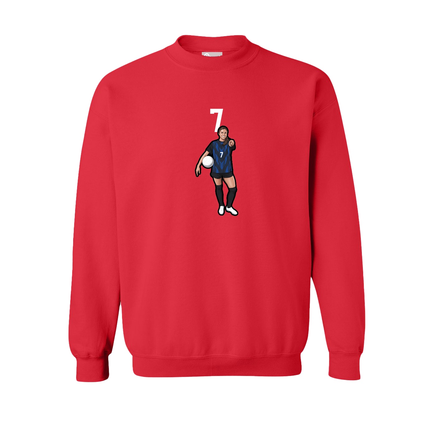 Fleece Crew — Number Top in Red