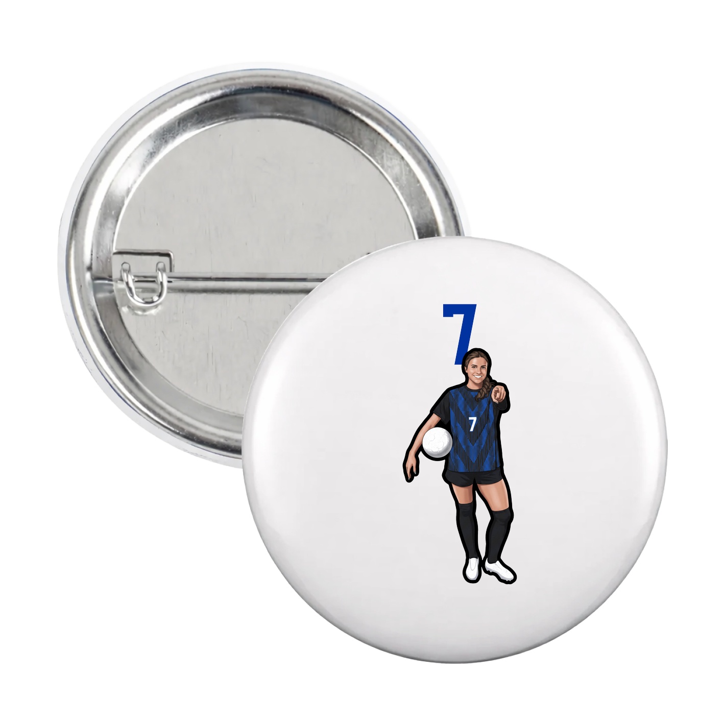 Game Day Button — Number Top in White