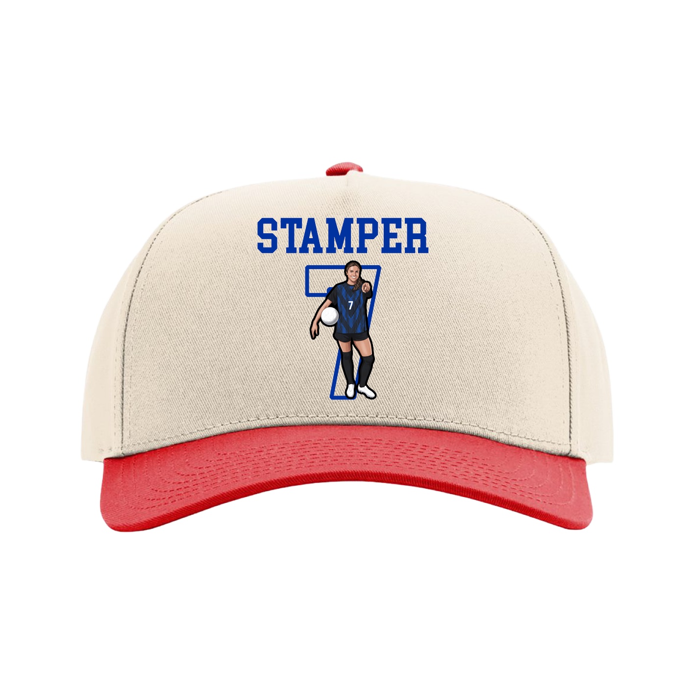 Full Fabric Five-Panel Champ Cap — Shirsey in Cream/Red