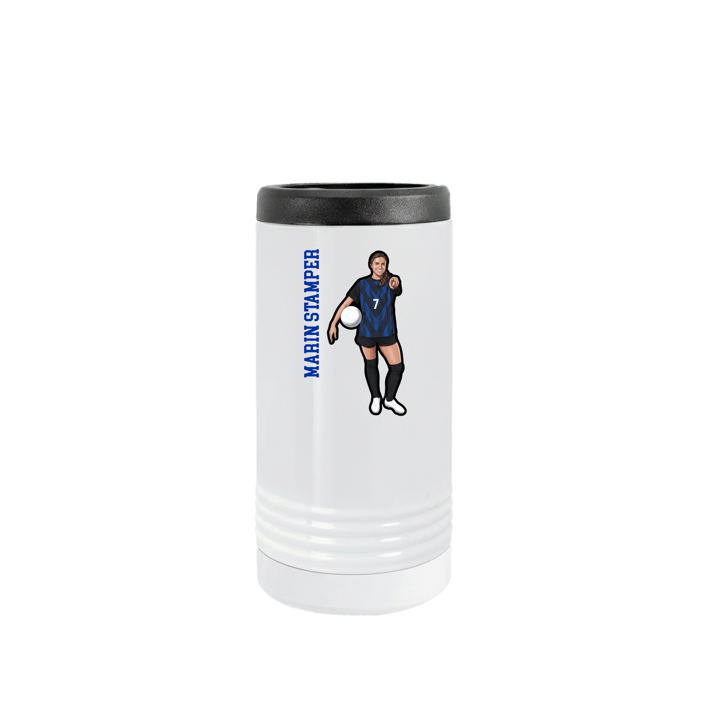 Slim Beverage Holder — Name Vertical in White
