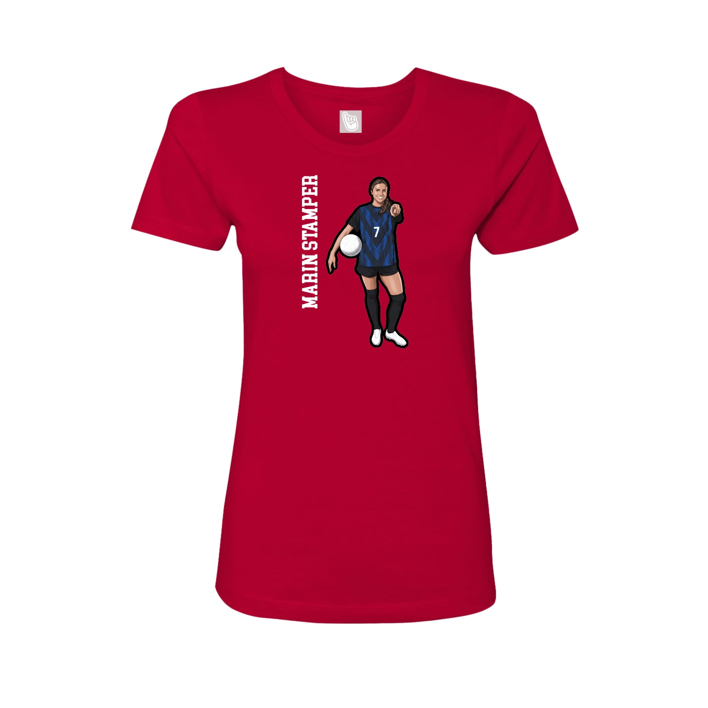 Fitted Women's Tee — Name Vertical in Red