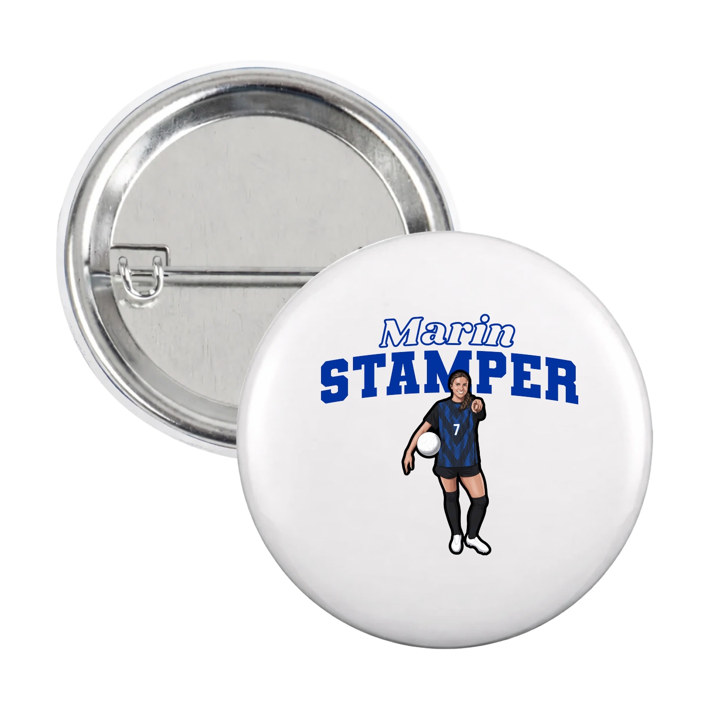 Game Day Button — Name Arch in White