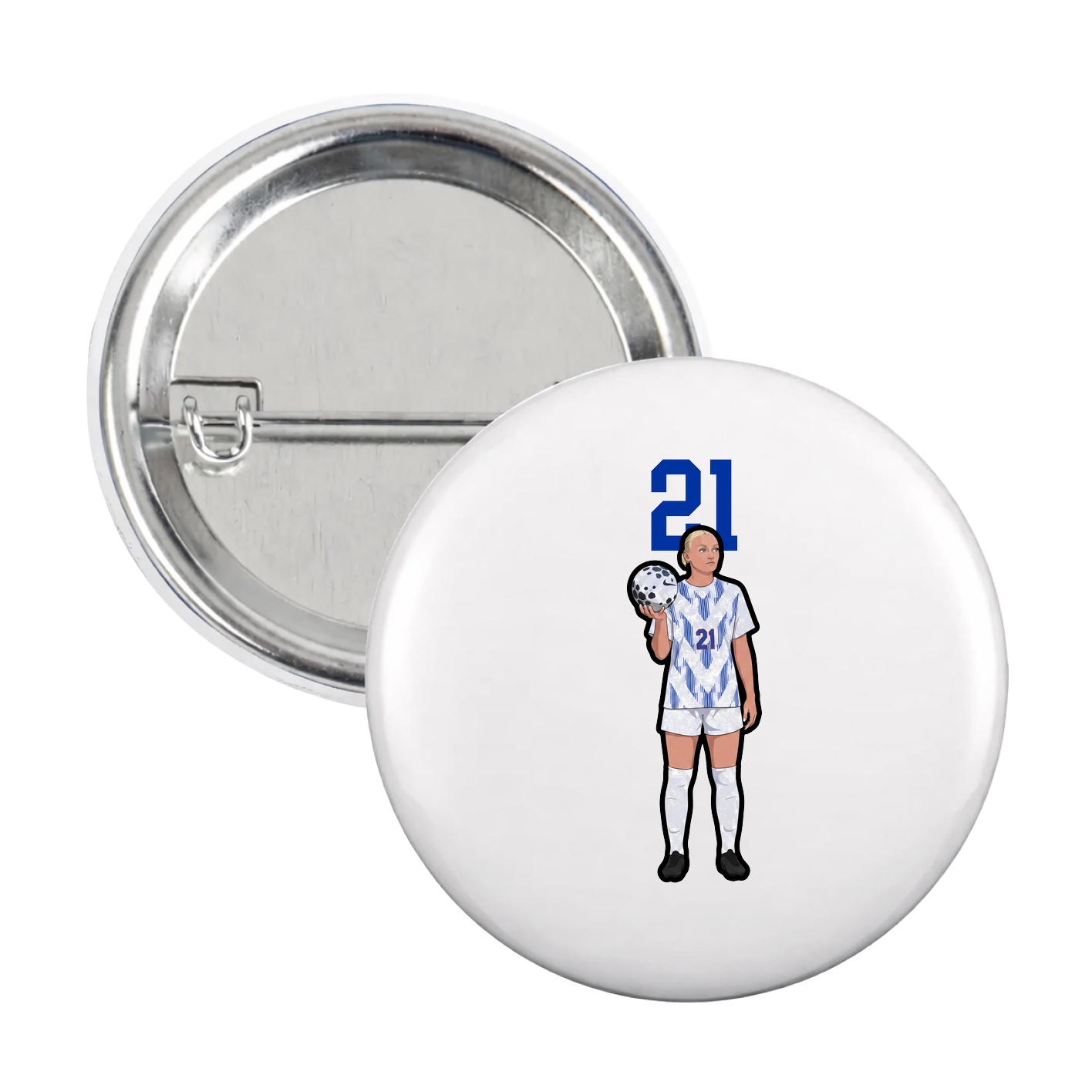 Game Day Button — Number Top in White