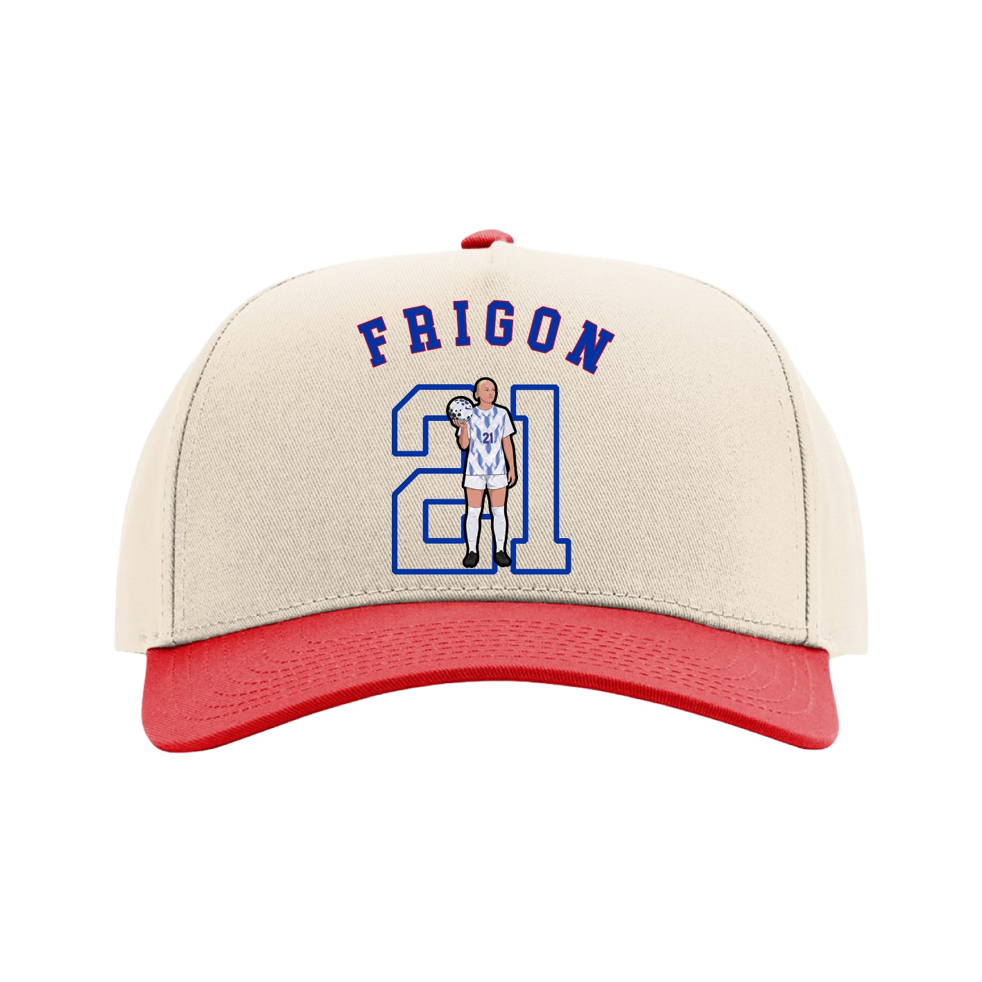 Full Fabric Five-Panel Champ Cap — Shirsey Arch in Cream/Red