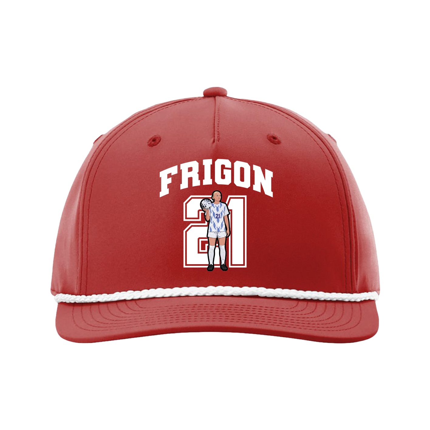Five-Panel Classic Rope Cap — Number in Red