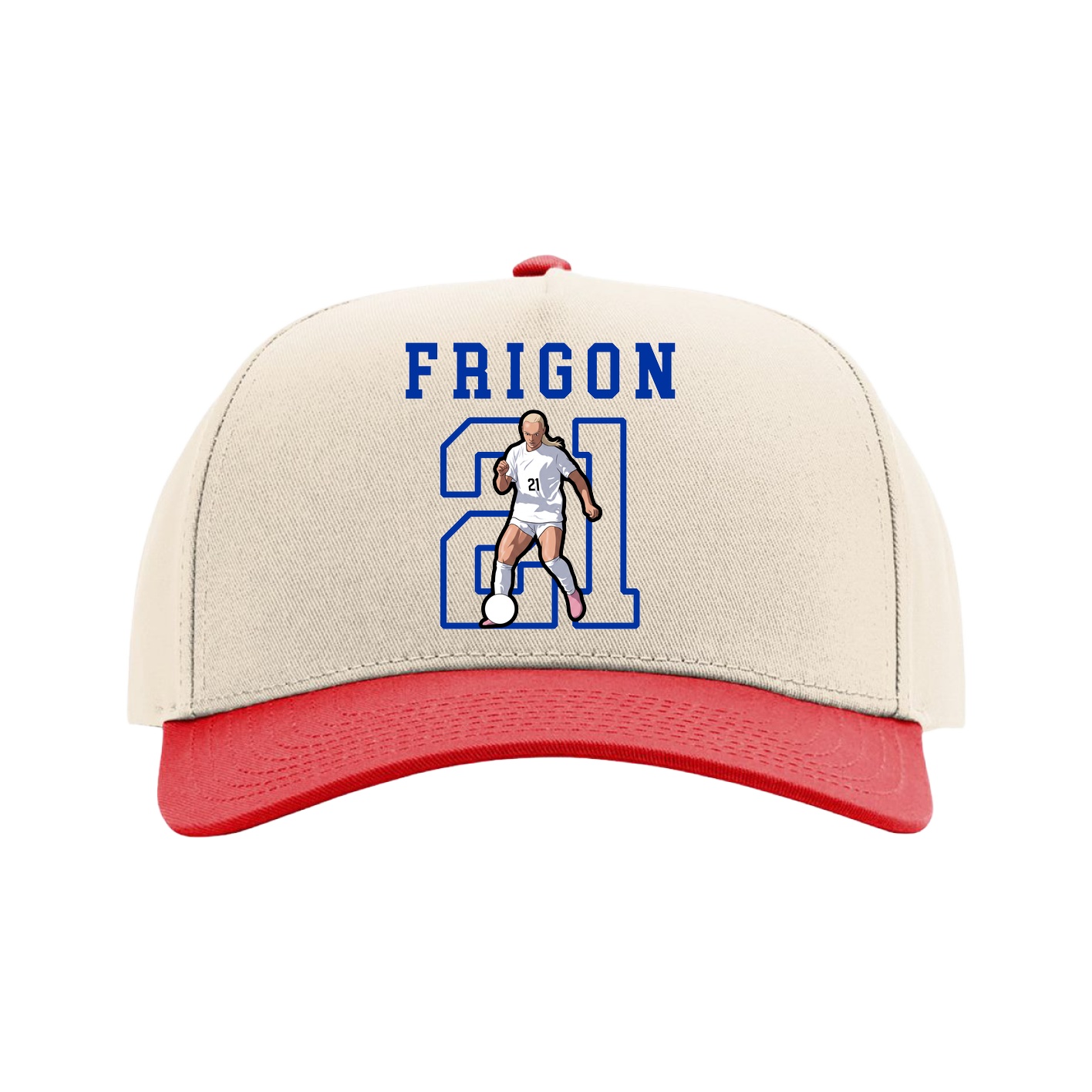 Full Fabric Five-Panel Champ Cap — Shirsey in Cream/Red