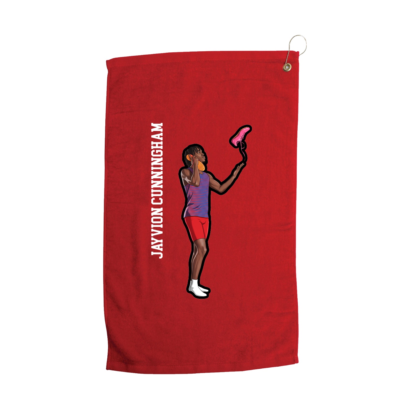Golf Towel — Name Vertical in Red